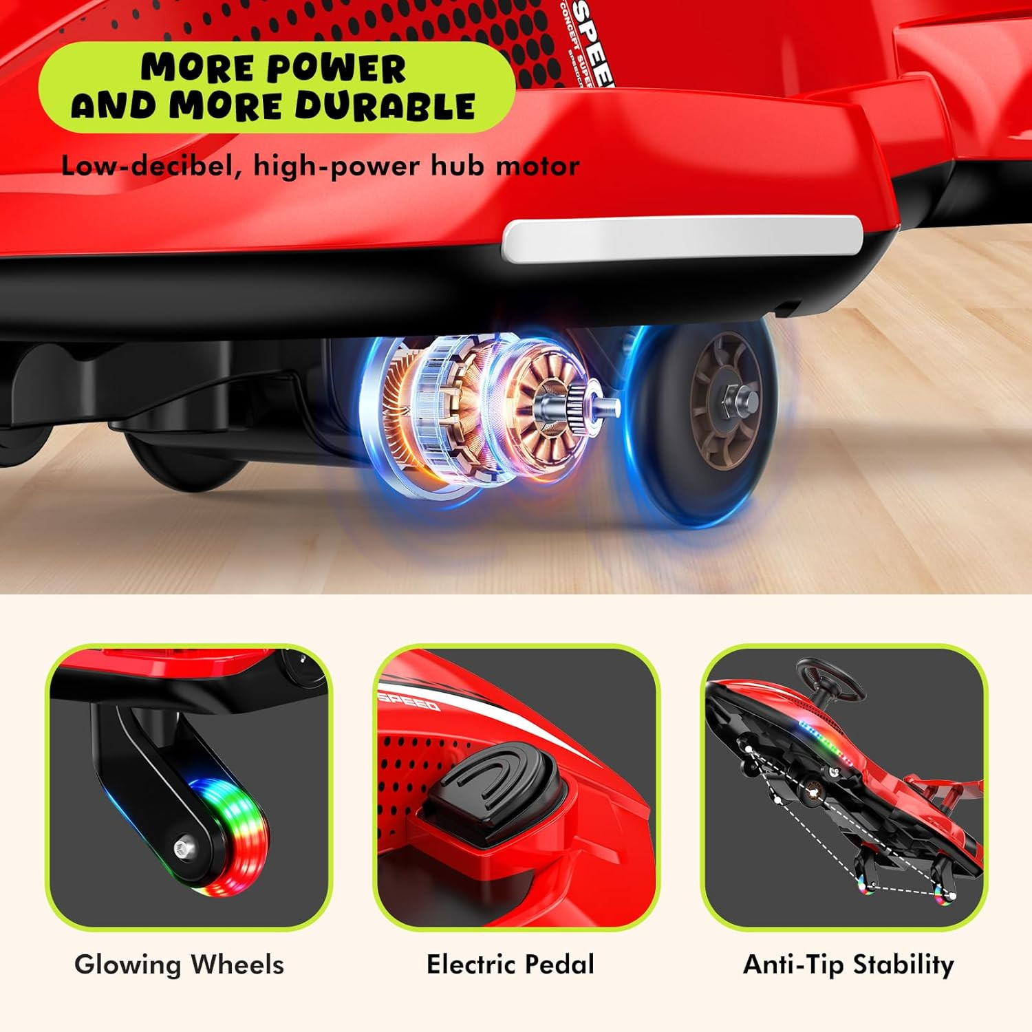 12V Electric Wiggle Car Ultra with Pedals, Rechargeable Swing & Drift Car, Anti-