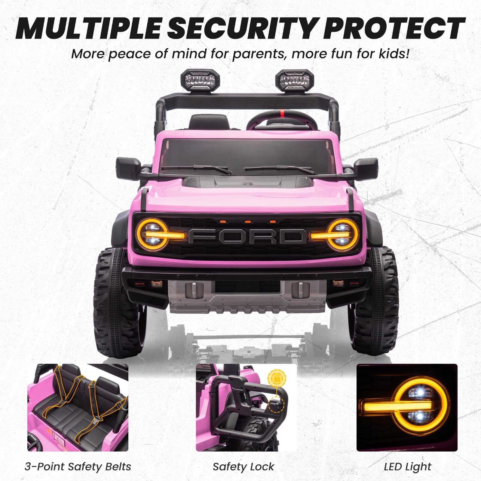 24V Ride on Toys for Big Kids, Licensed Ford Bronco Raptor 2 Seater Ride on Cars