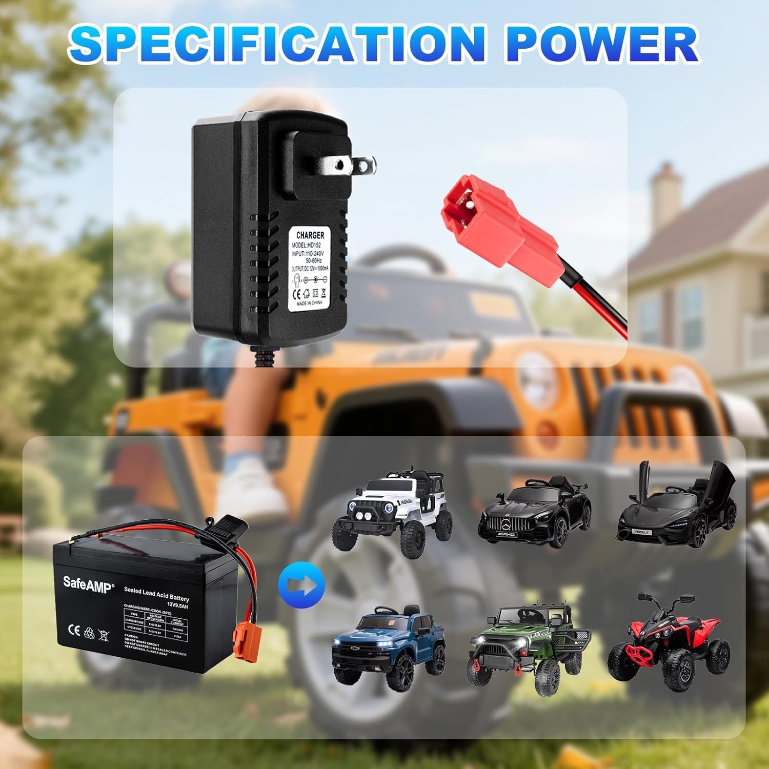 12V Battery Charger for Kids Ride On Toys, 12V Kids Ride On Car Charger for K..