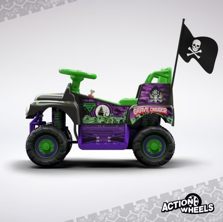 6V Grave Digger Ride on Car Monster Truck Monster Jam Graphics for Boys & Girls
