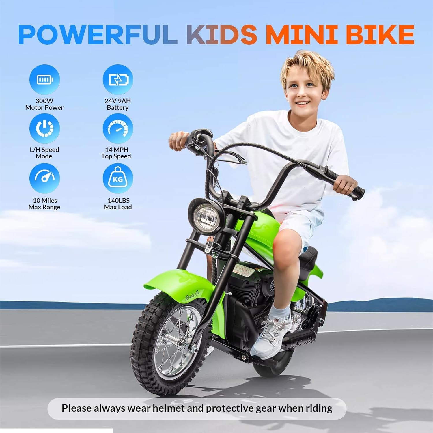 24V Electric Dirt Bike Kids Ride on Motorbike Electric Motorcycle Max Up 14 MPH