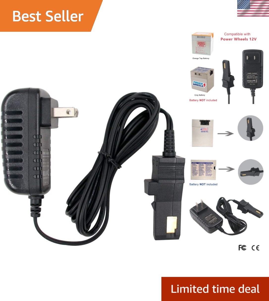 Certified 12V Battery Charger for Power Wheels Ride-On Toys – 1A Output