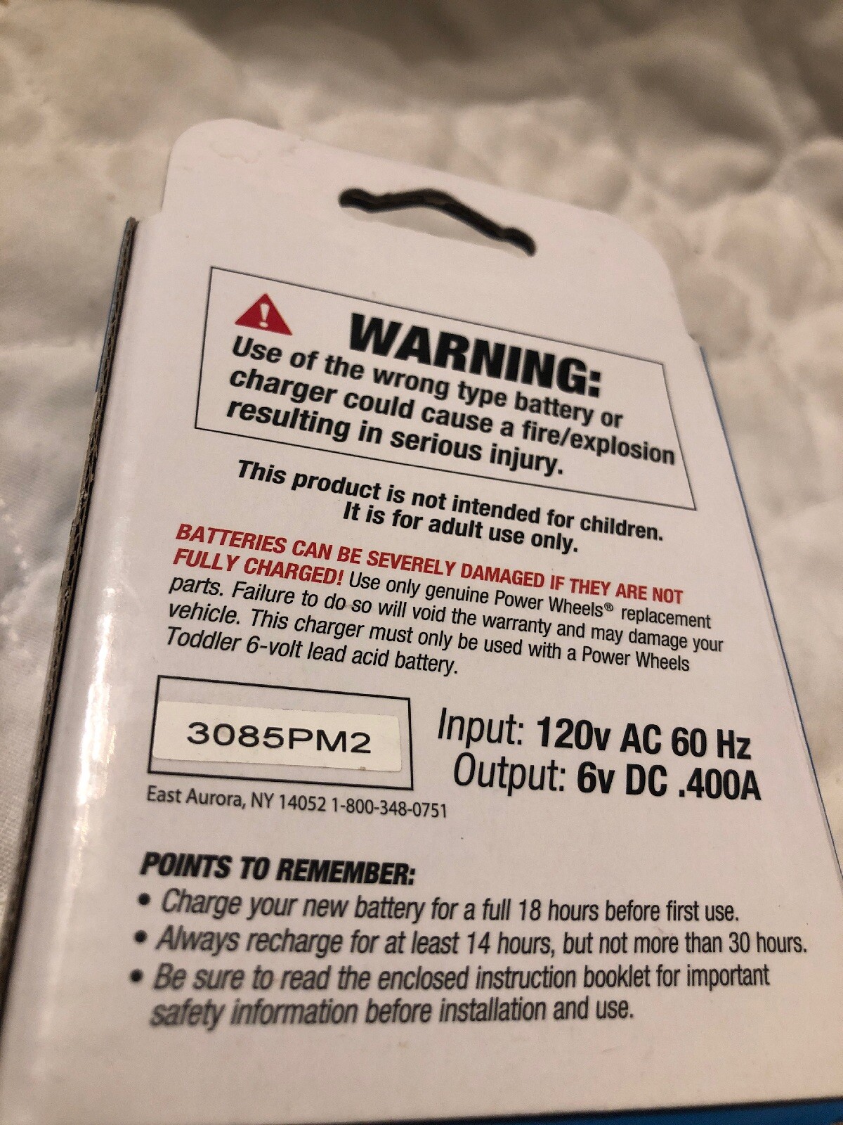 Fisher Price Power Wheels 6-Volt Battery Charger Toddler Blue P6829 6 Volt OEM