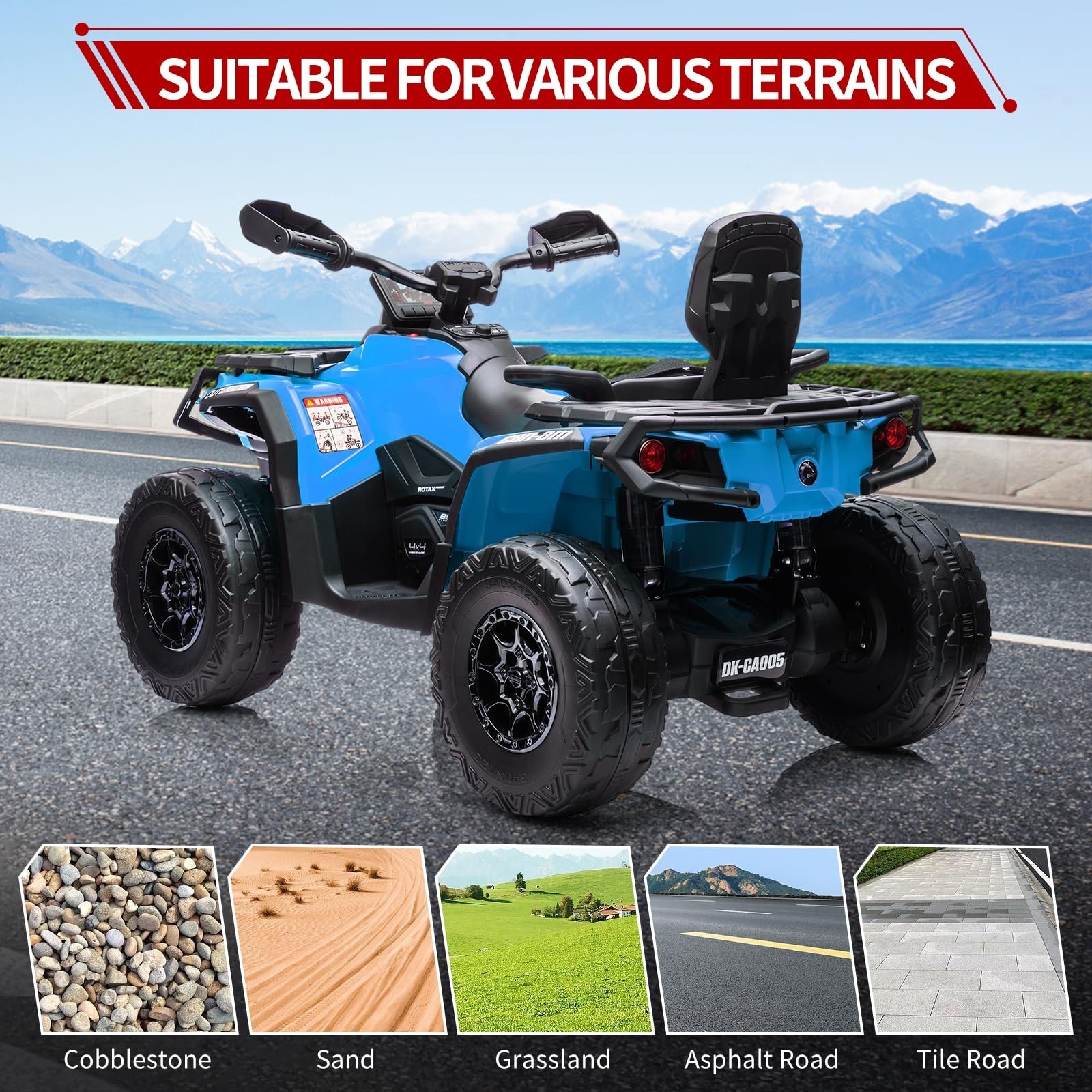 24V Kids Ride On Car Toy Car Electric ATV 2 Seaters Leather Seat LED Light Music