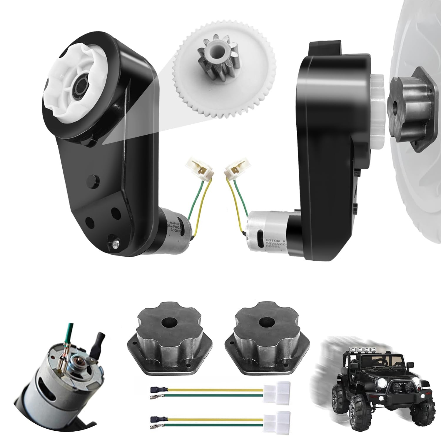 JRRXM ﻿2PCS High Speed 24V RS555 35000RPM Fast Steel Gears Motor Gearbox for …