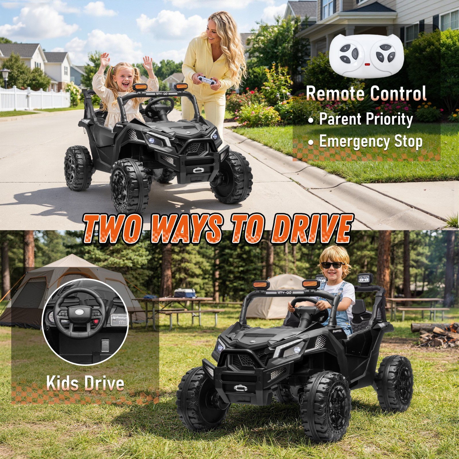 24V Kids Ride On UTV, 800W 4WD 2 Seater, Parent Remote, 4-Wheel Suspension, LED
