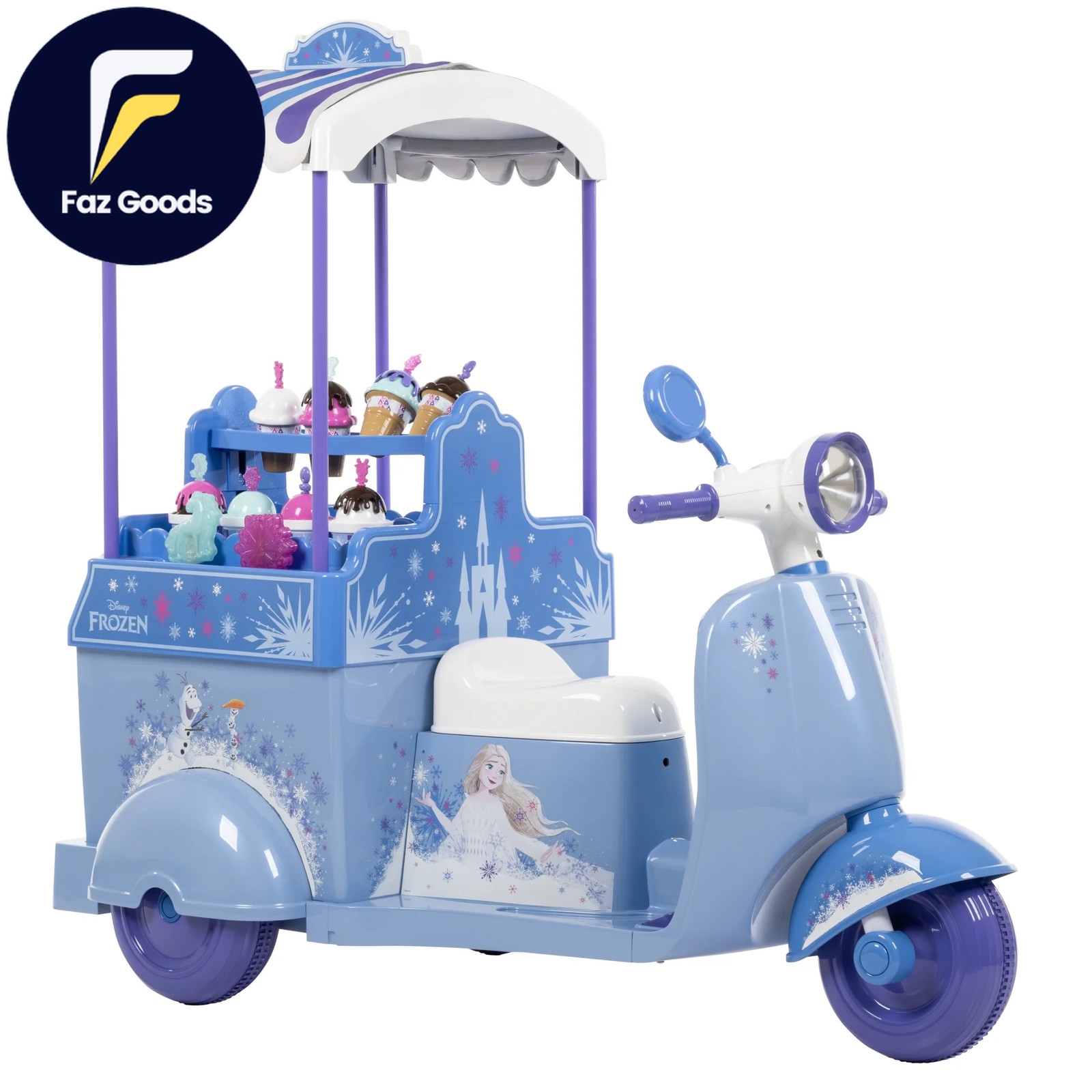 6V Disney Frozen Ice Cream Cart Battery Ride-On Toy Ice Cream Toys