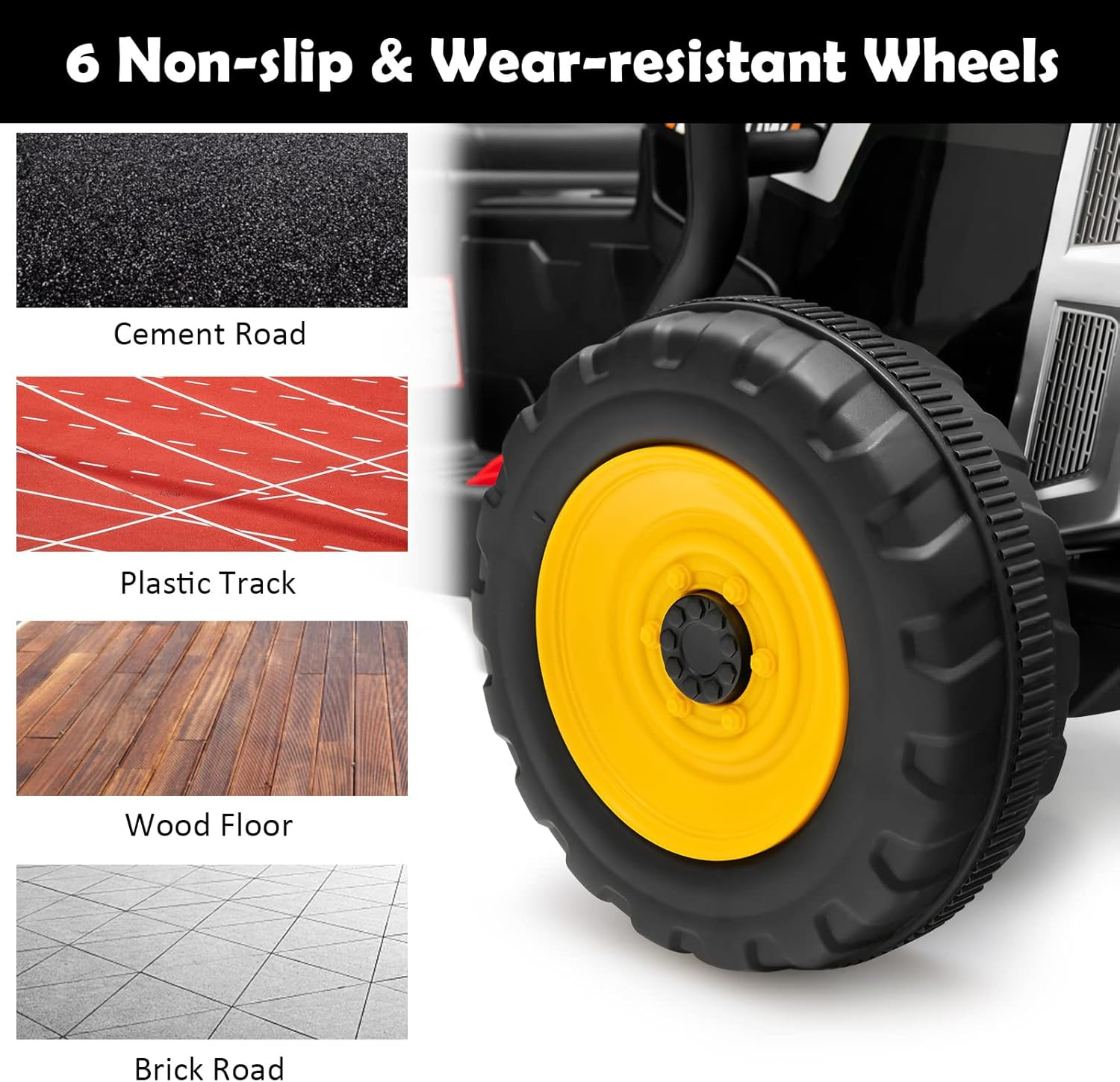 Ride on Tractor with Trailer, 12V Electric Vehicle for Kids, 3-Gear-Shift Ground