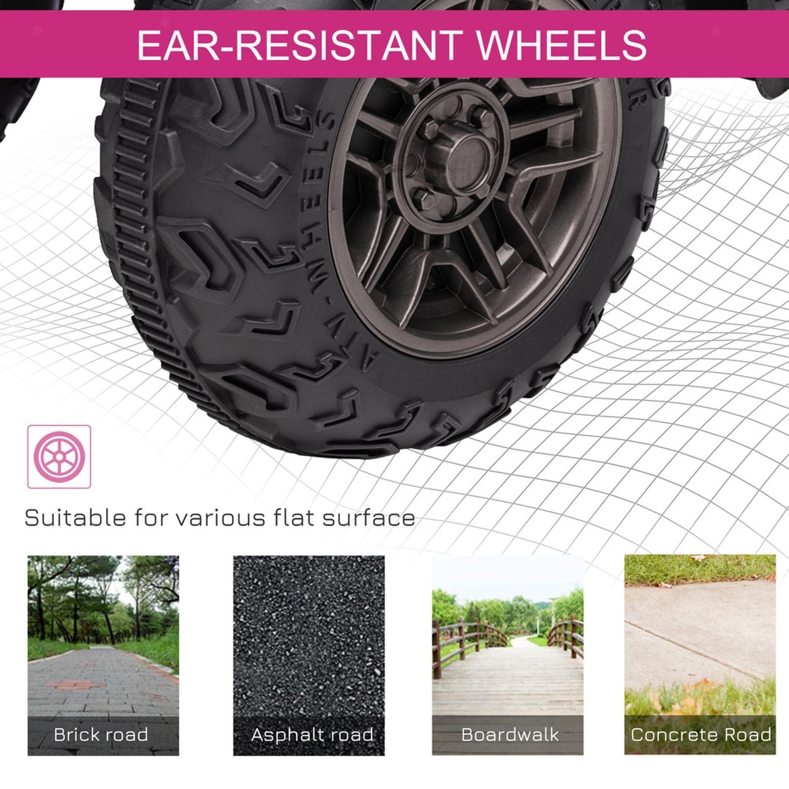 Electric Pink 4 Wheeler for Kids by Aosom, AUX & USB with Twin Motors,