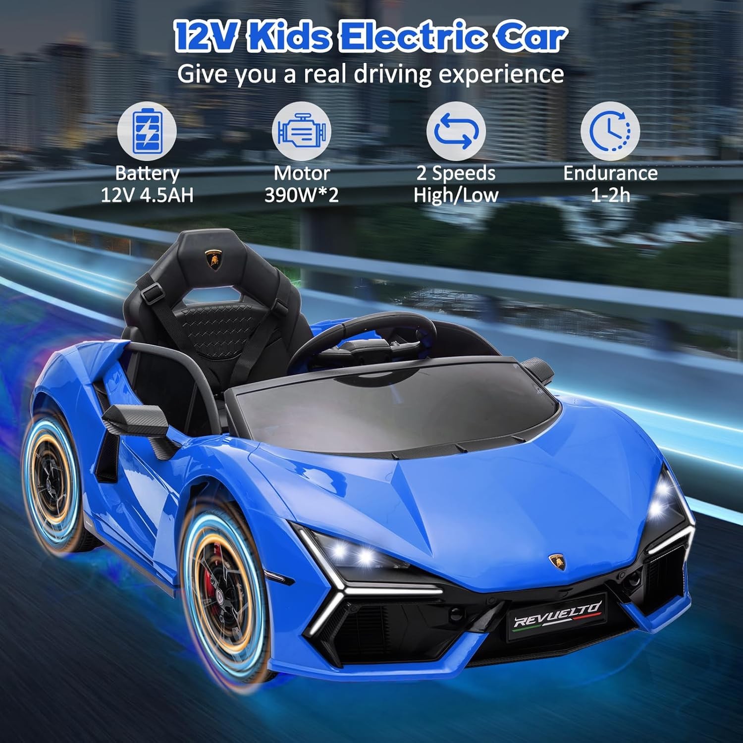 Kids 12V Battery Electric Ride On Car Toy with Remote Control LED Light