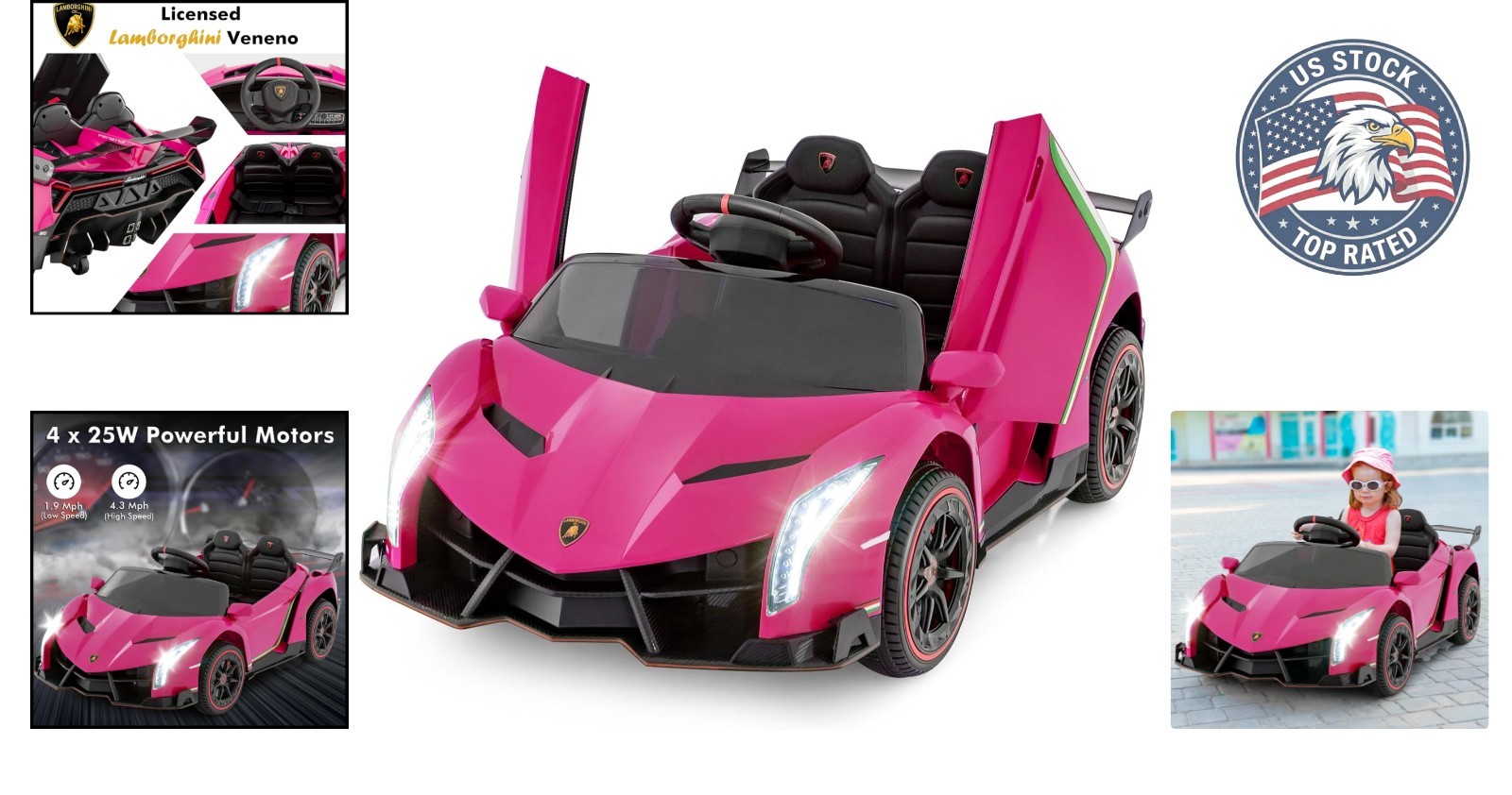 Ultimate Pink 2-Seater Lamborghini Veneno Ride-On Car for Toddlers – Remote Fun