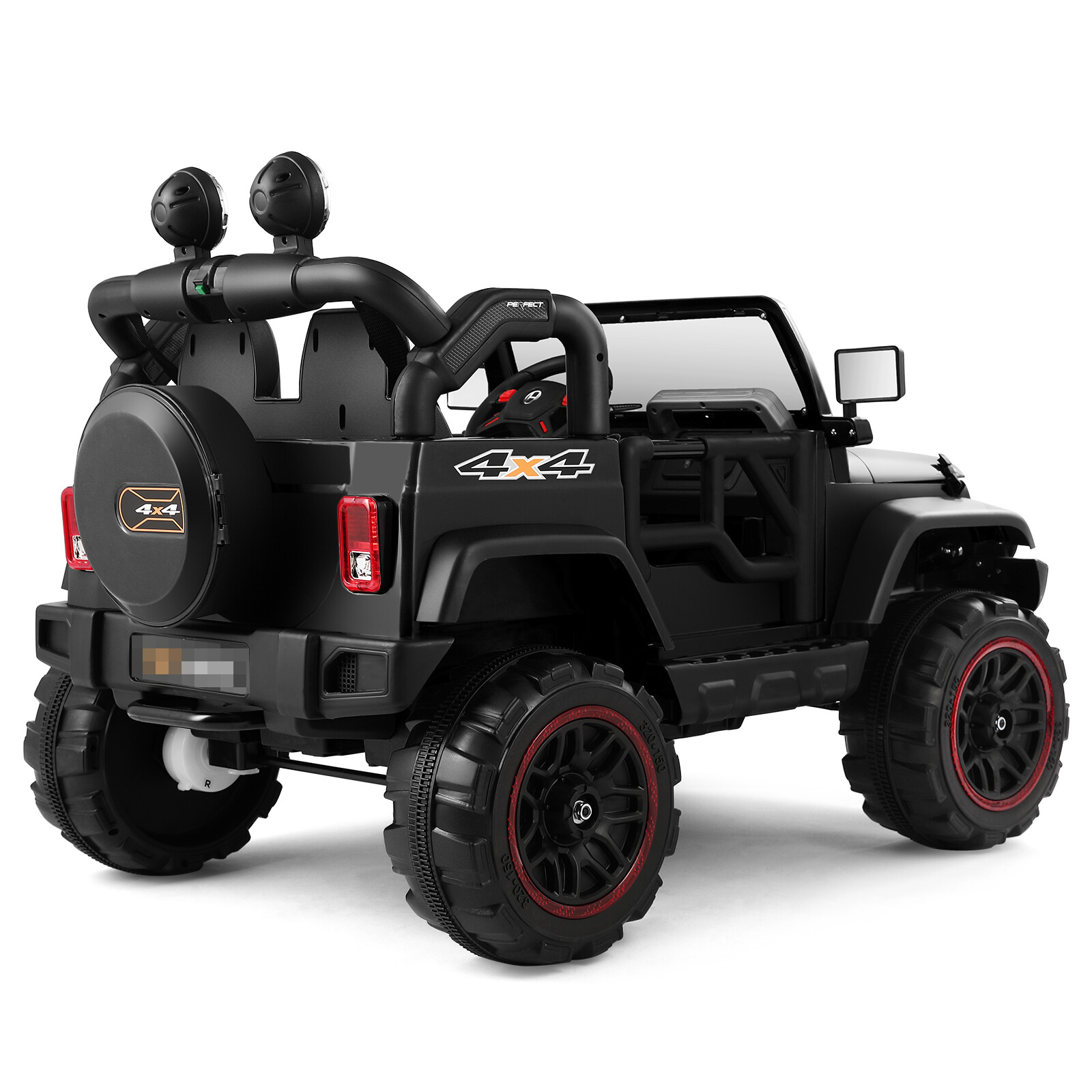 12V Battery 3 Speeds Kids Black Ride On Car Truck w/ RC+MP3+LED Light+USB+Cover