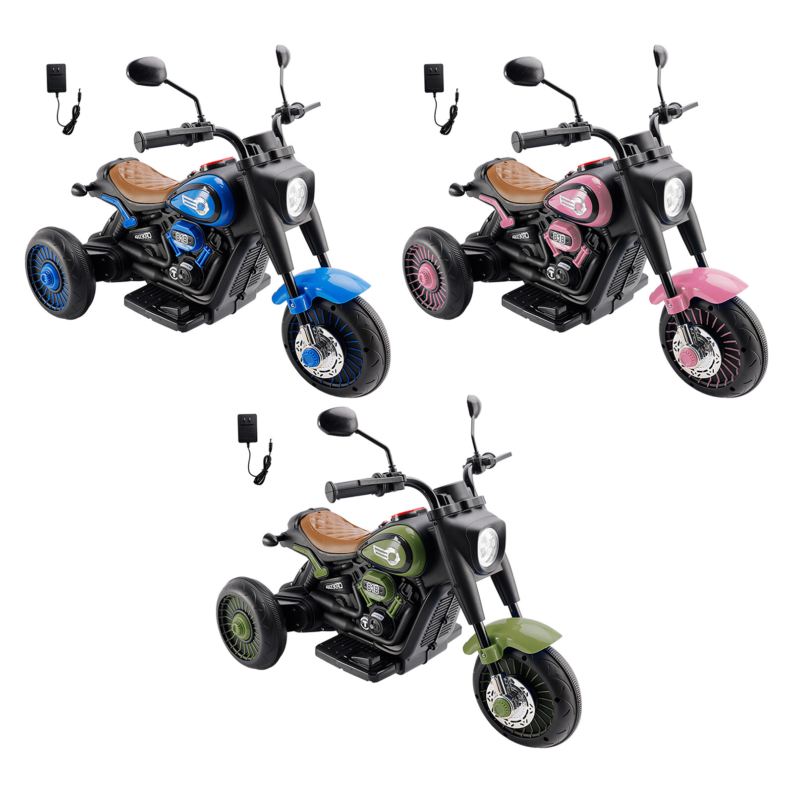3Wheel 6V Kid Ride On Motorcycle Electric Toy With Colorful Light And Music E0