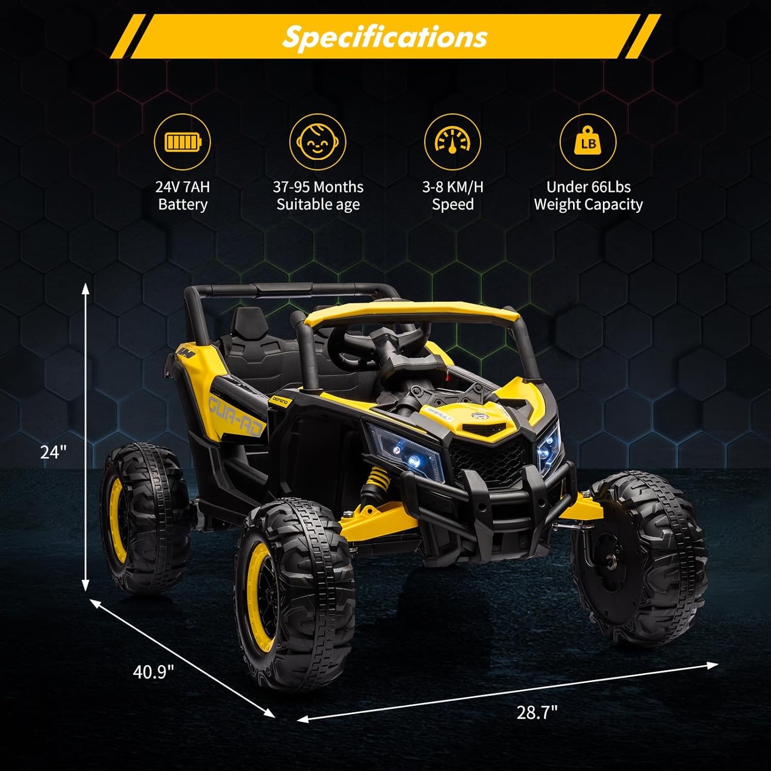 24V Power Wheels Electric Ride on UTV Car Toys Gift for Kids with Remote Control