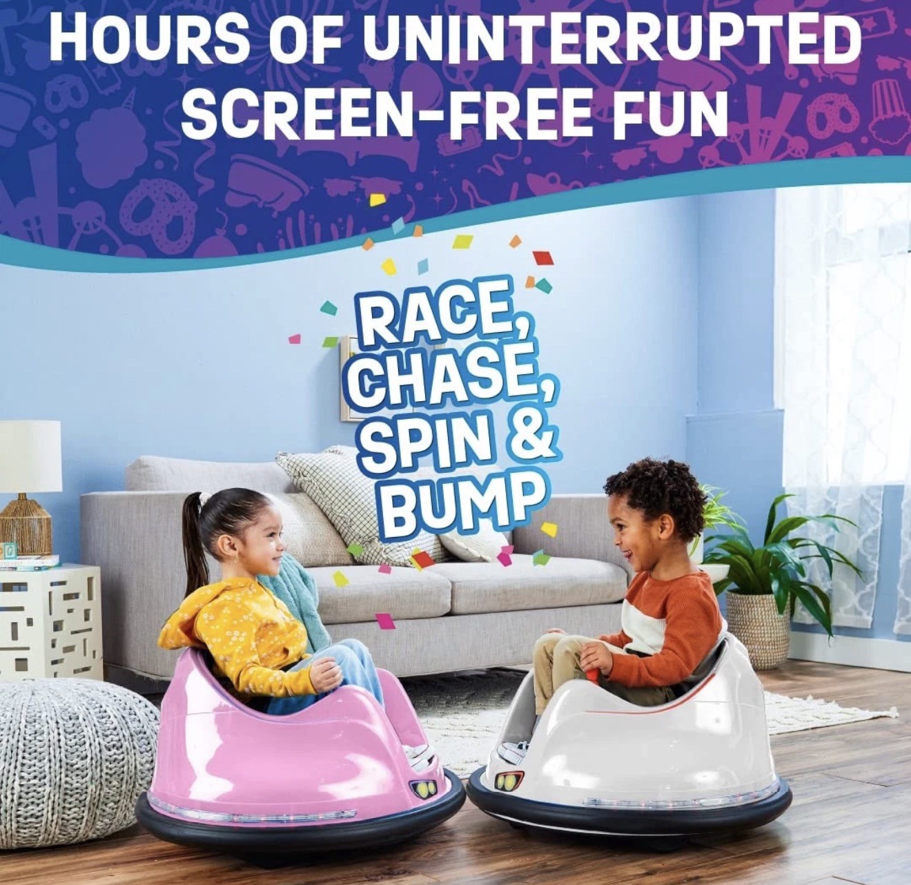 Flybar Funpark 6V Electric Bumper Car Ride-On For Toddlers Ages 1.54 Years Led