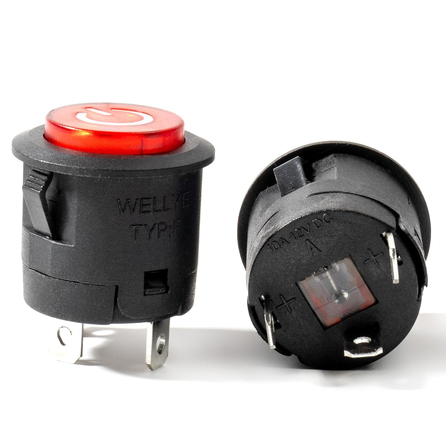 2Pcs WEELYE 6V 12V Bumper Cars Push Button Red Circle Power Start Switch for Kid