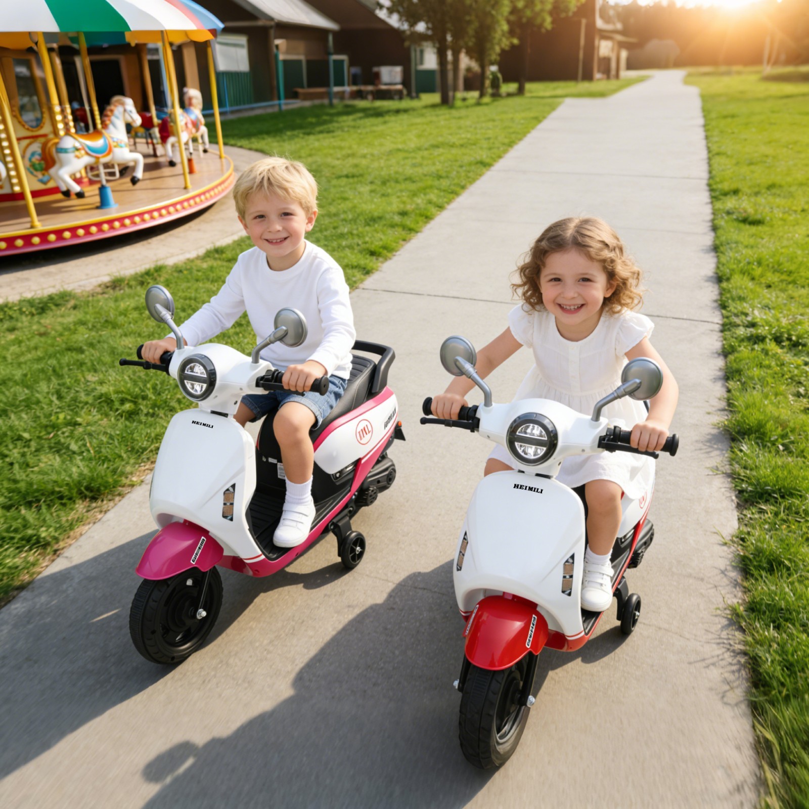 Red 6V Kids Electric Motorcycle ride on Motorbike Age for 1-4 w/ Training Wheels