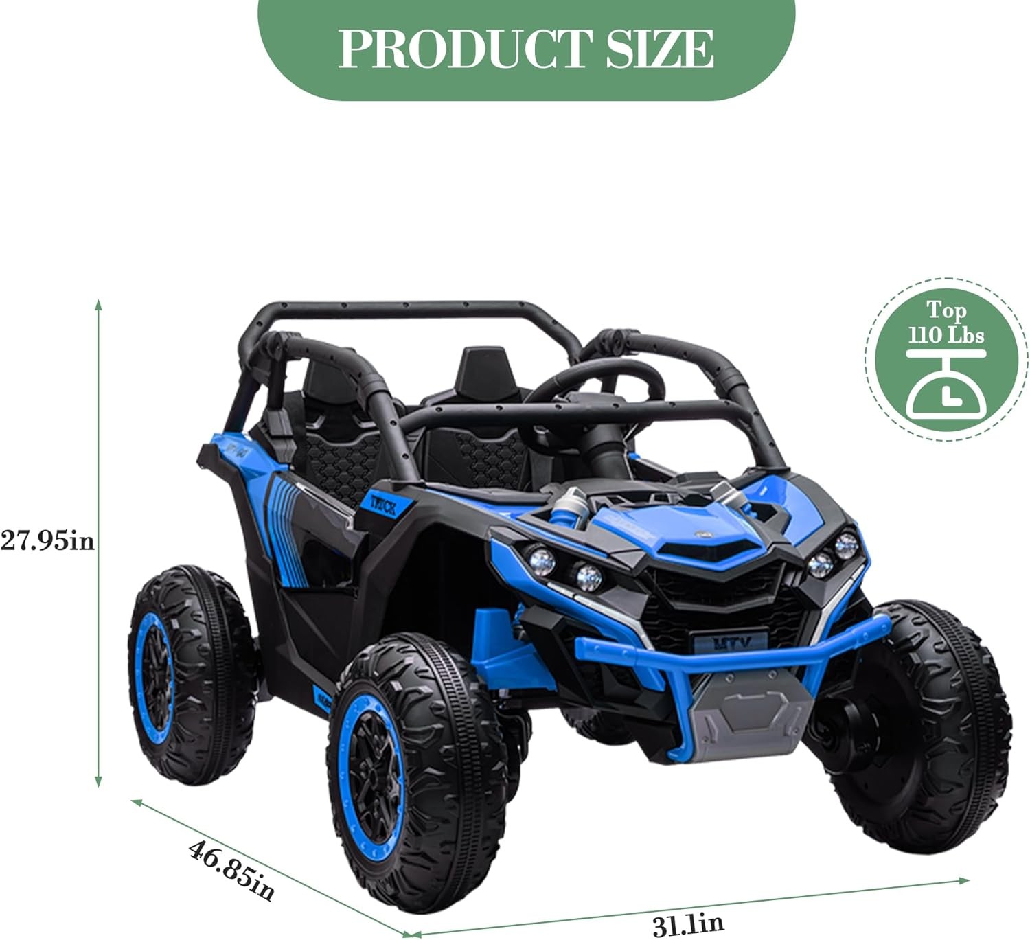24V Ride On UTV Car for Kids,2 Seater 4WD Electric Toy Truck with Remote Control