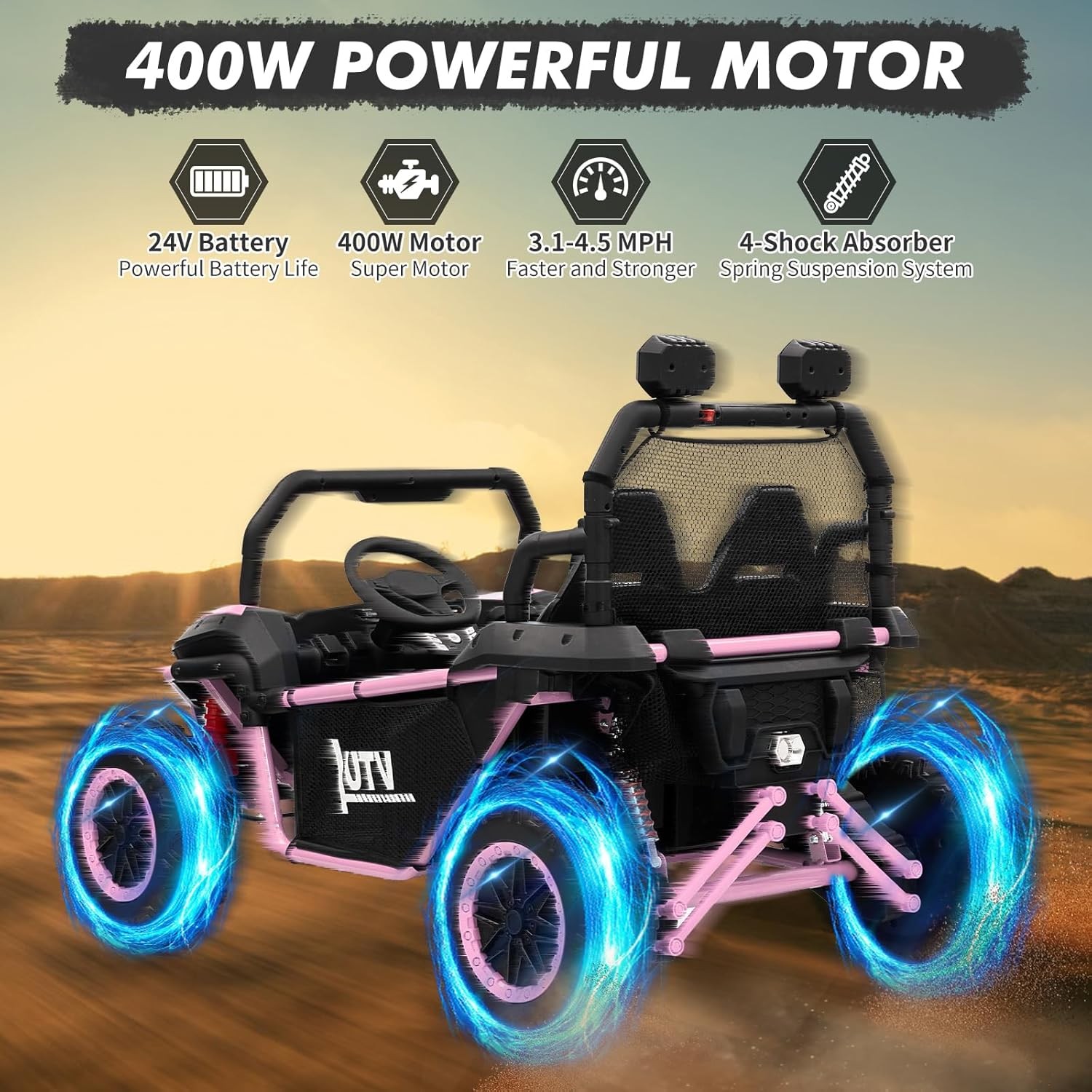 24V Kids Ride On UTV 400W Electric Car Vehicle Toy 4 Wheeler Off-Road Car Remote