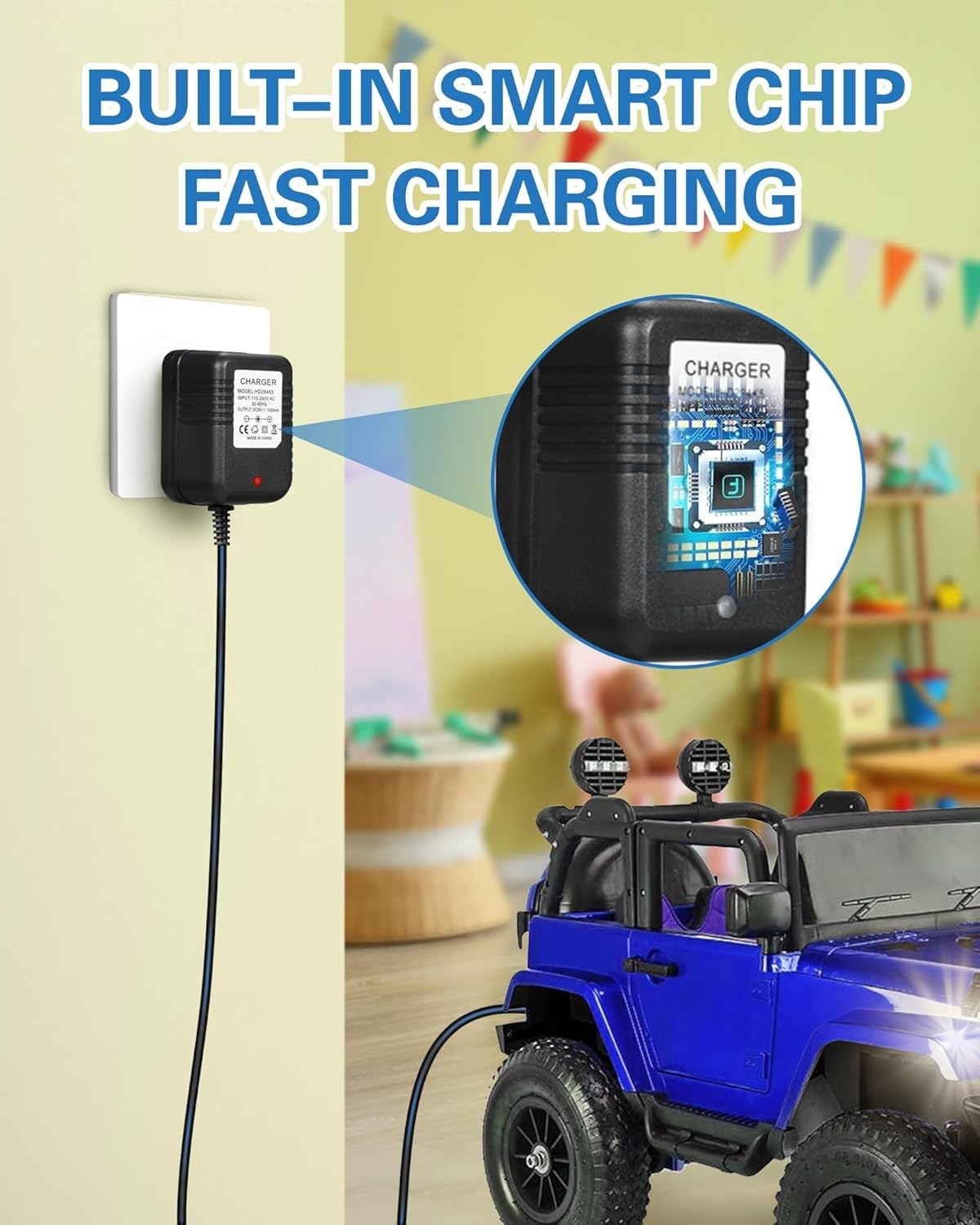 6 Volt Charger for Flybar/Kidzone Bumper Car，Replacement Chargers for Kids Ride
