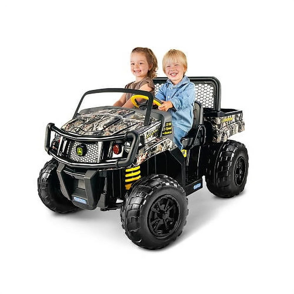 John Deere Camo Kids Ride-On Gator XUV Battery-Powered Dump Bed Tailgate 3-8 Yrs