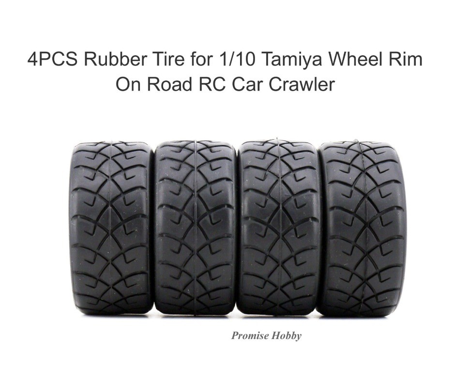 4PCS 26mm X-pattern Soft Rubber Tire for 1/10 Tamiya Wheel Rim On Road RC Car