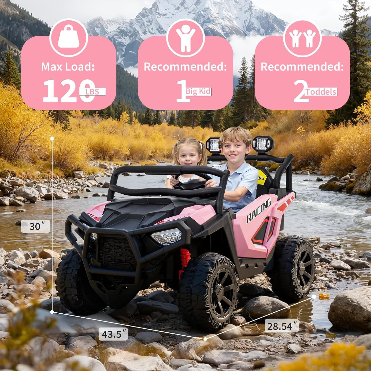 2 Seater Ride on Electric Car 24V Ride on Toys for Big Kids with Remote Control