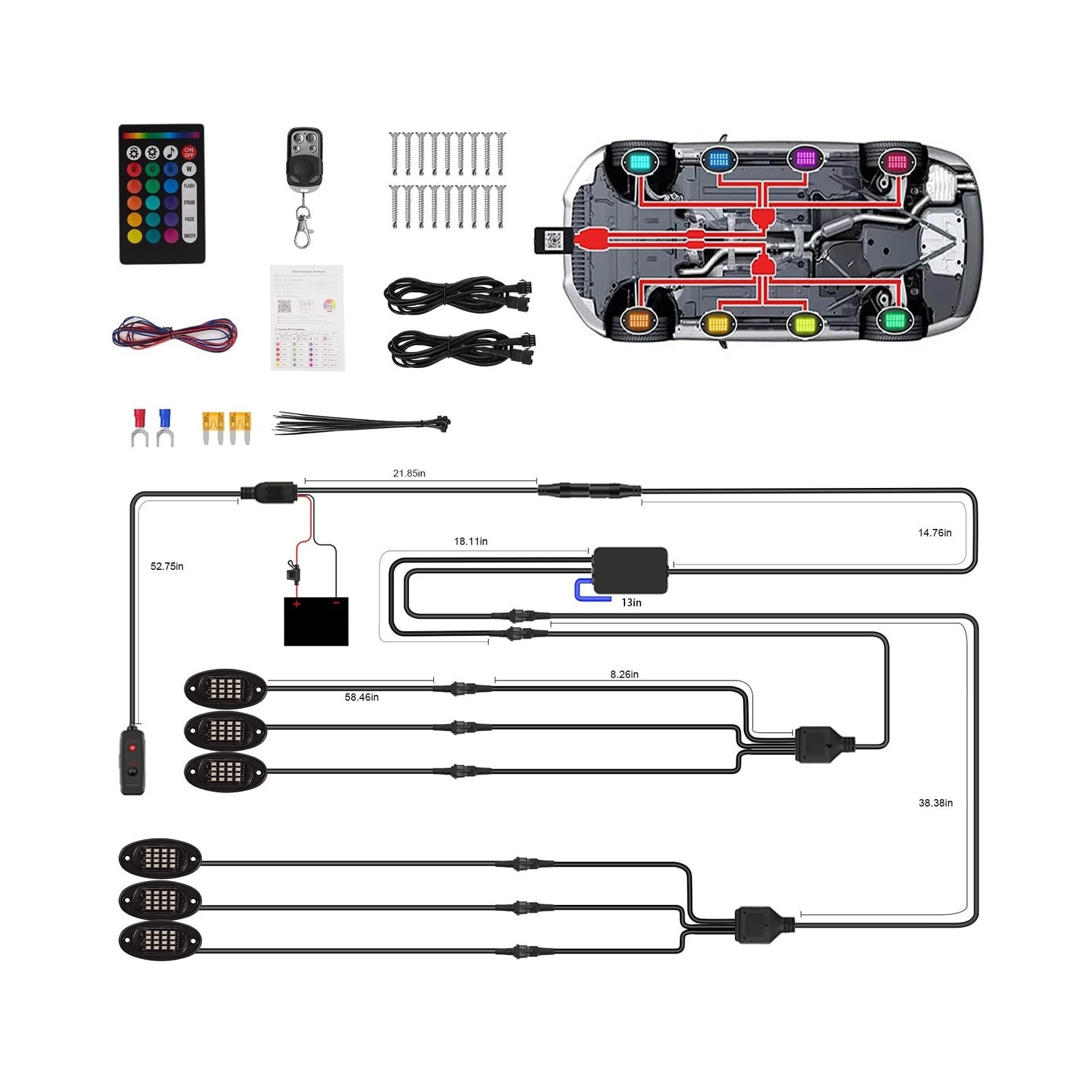 6 Pods RGB LED Rock Lights for UTV ATV Golf Cart Truck RZR Offroad Pickup SUV…