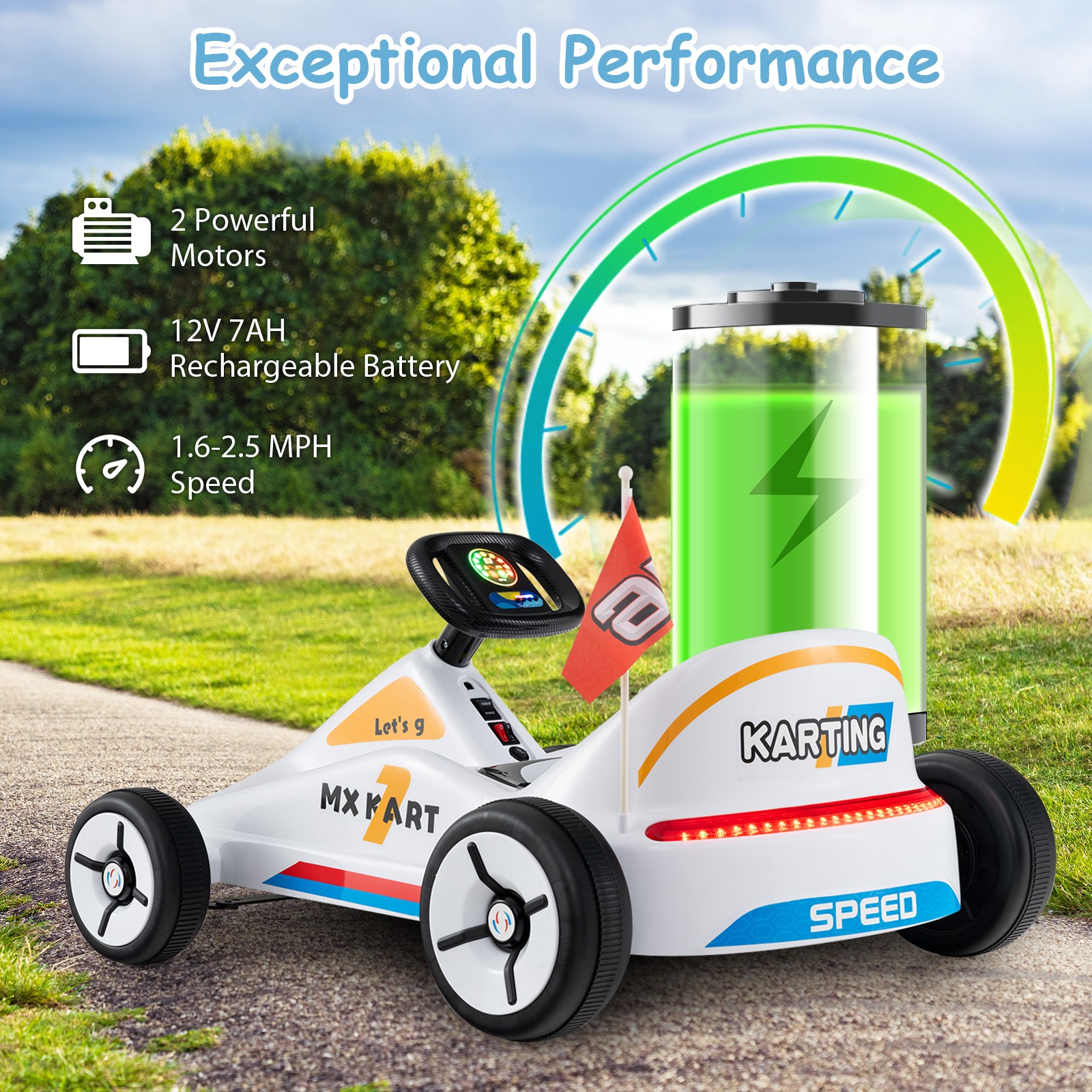 12V Kids Electric Go Kart 7AH Battery Powered Ride on Race Toy w/ Remote Control
