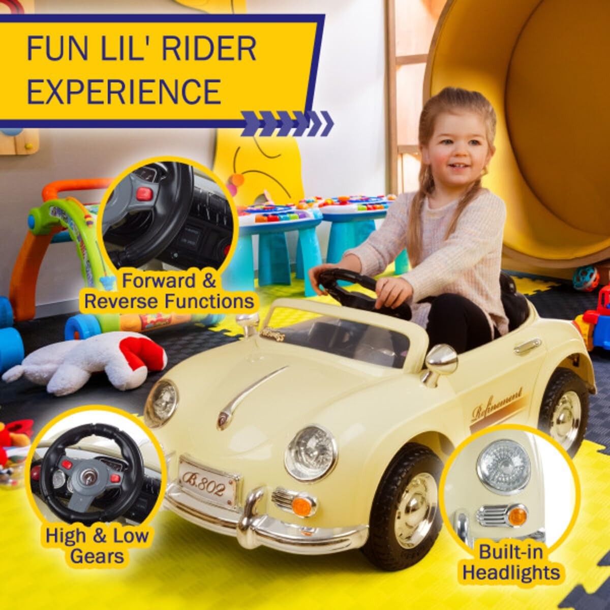 Kids Ride-On Car with Remote Control – Classic Kids’ Electric Vehicle – 6V Batte