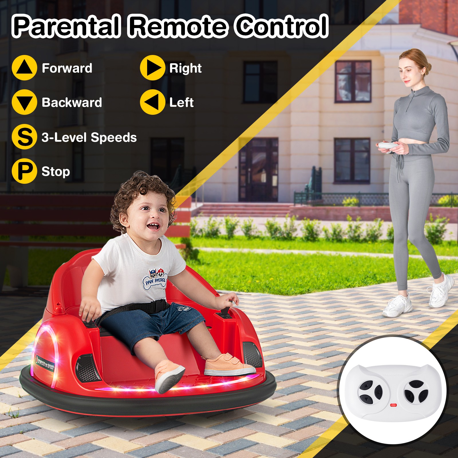 12V Electric 360° Spin Car Toy Ride on Bumper Car for Toddlers W/ Remote Control