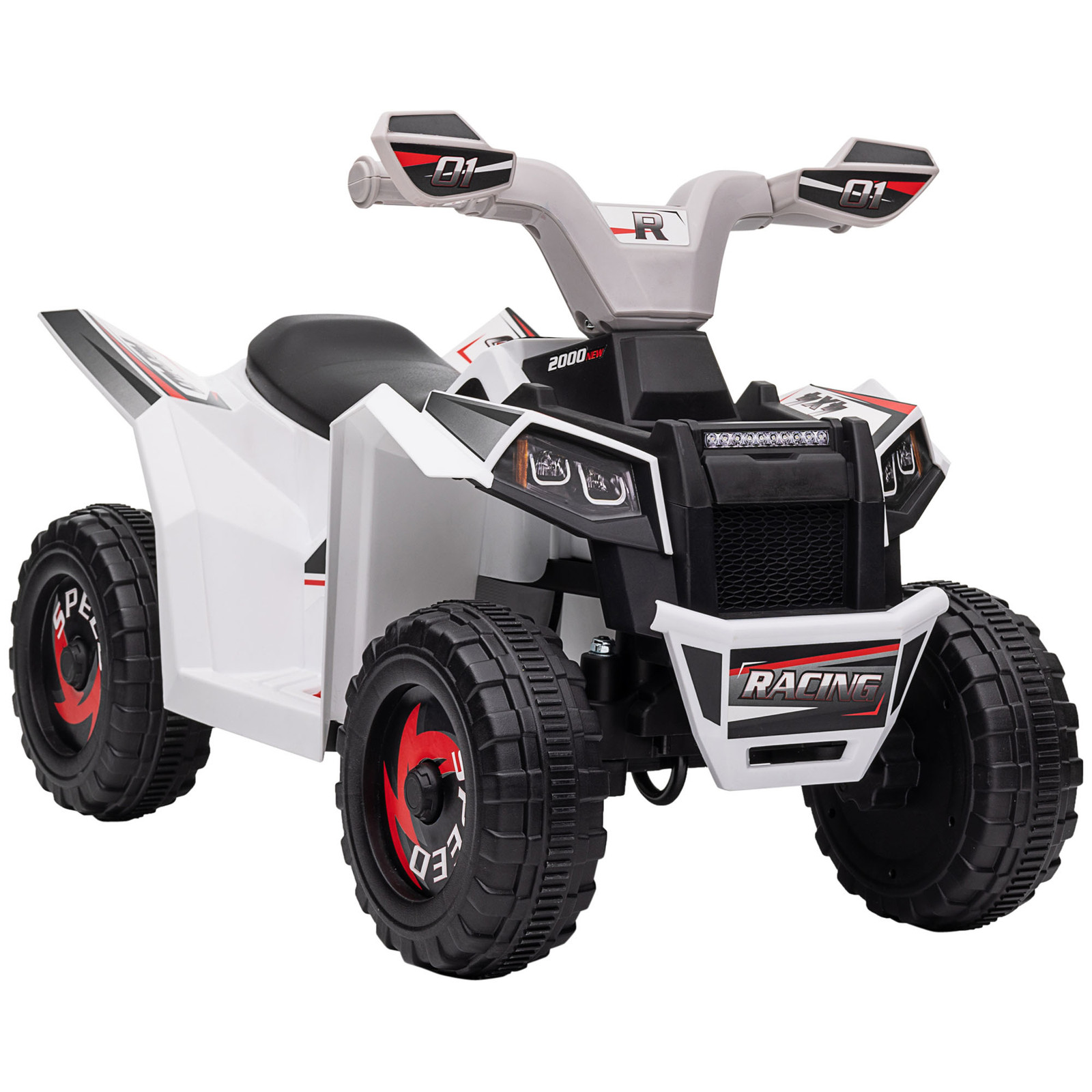 Kids ATV Quad Car, 6V Four-Wheeler w/ Forward Backward, White