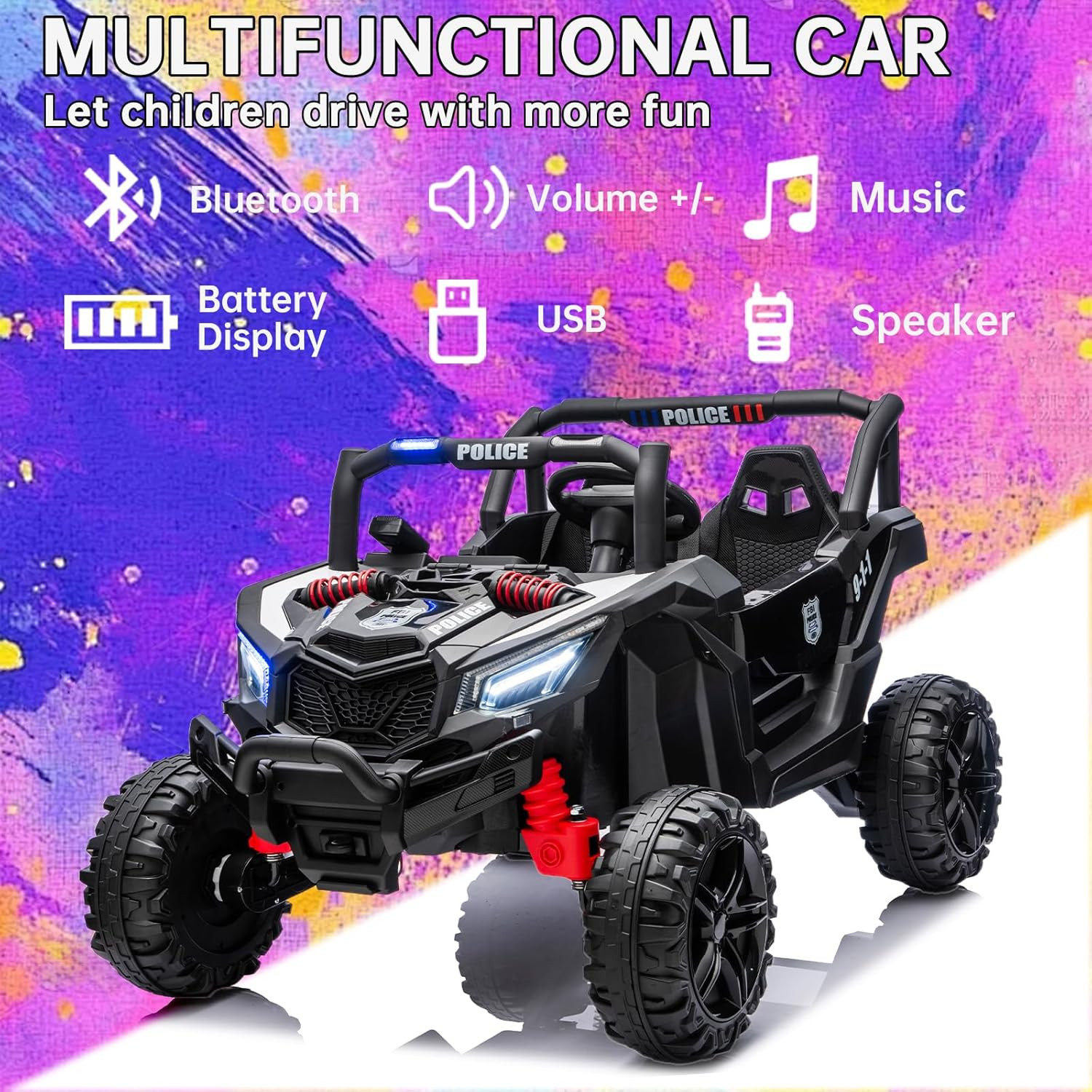 POSTACK 24V 2 Seater Kids Ride on Car with Parent Remote Control, 4WD Off-Road P