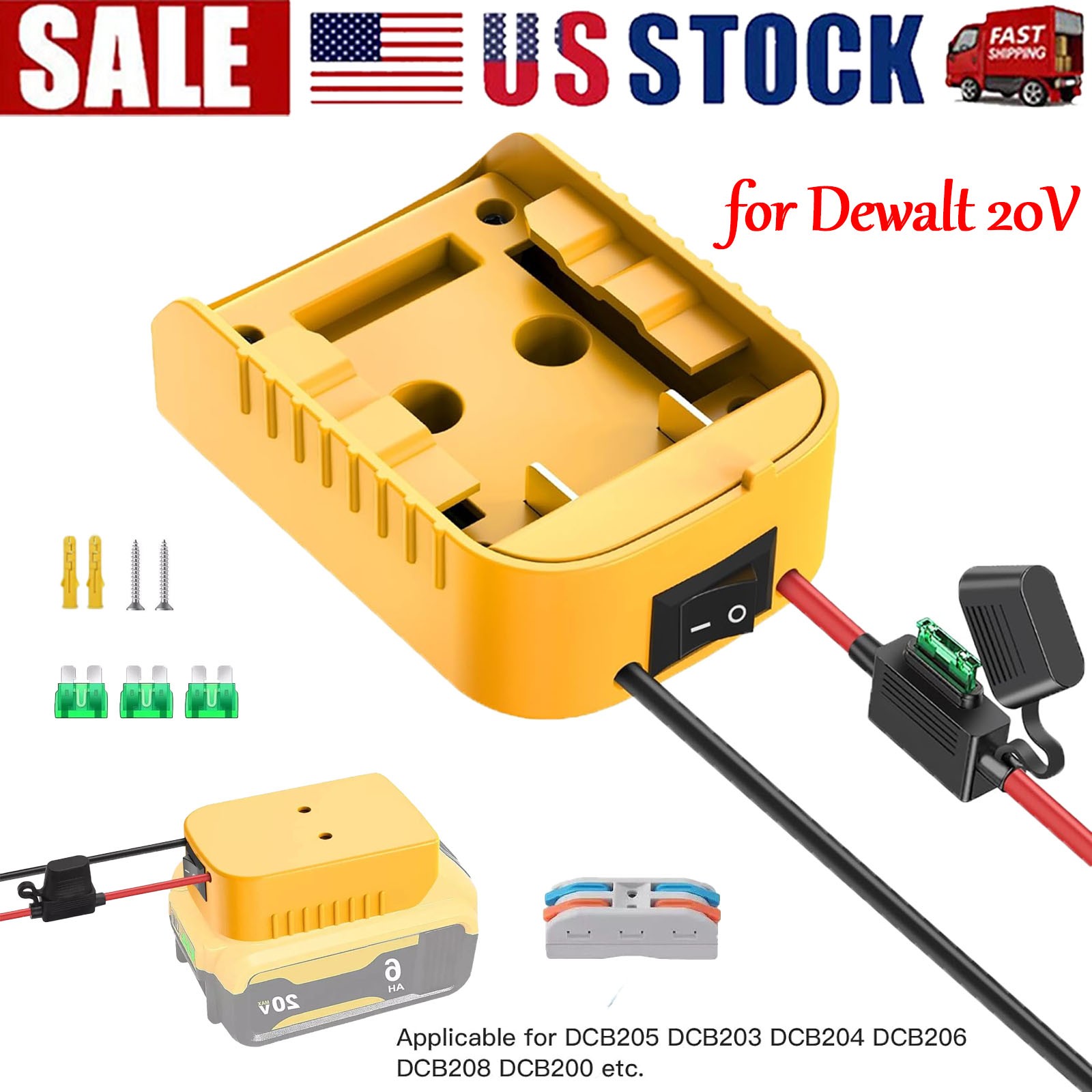 1 Pack Power Wheel Adapter Compatible with Dewalt 20V Battery Converter Kit