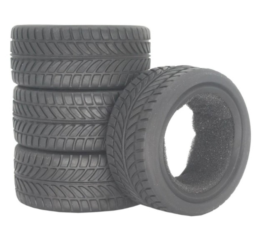 4PCS 26mm X-pattern Soft Rubber Tire for 1/10 Tamiya Wheel Rim On Road RC Car