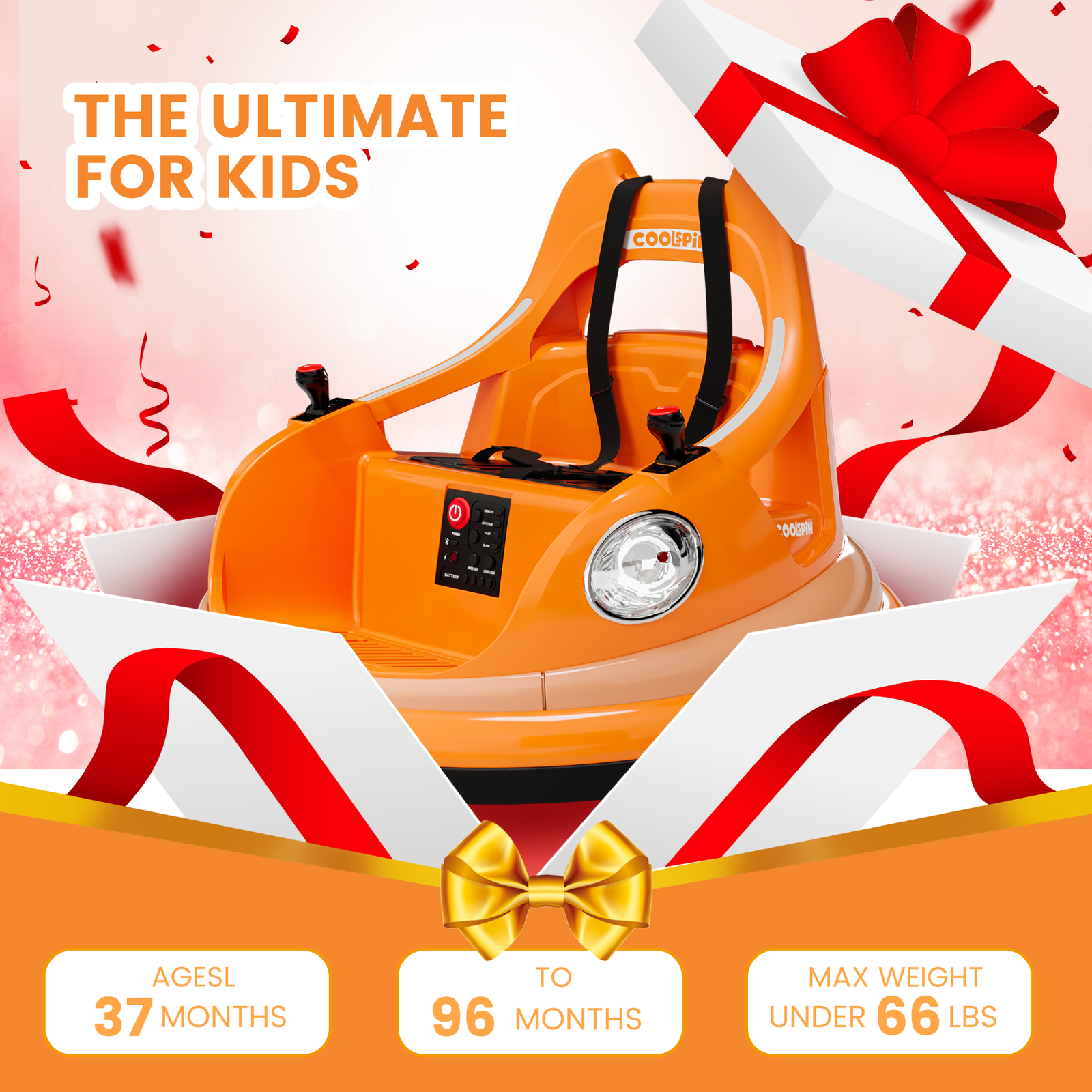 12V Kids Ride on Bumper Toddler Electric Car 360° Spin w/ Remote & LED Lights US