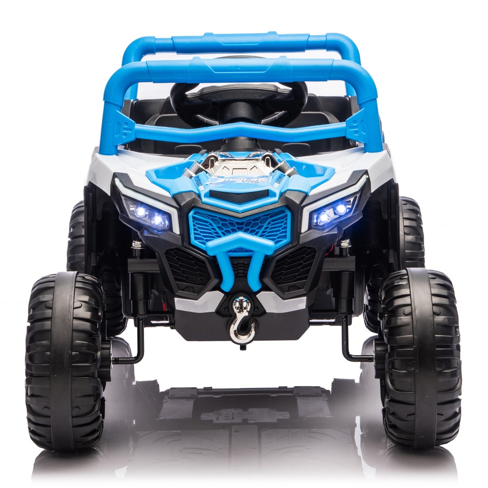 12V Kids Ride On Electric UTV, Anti-Slip Wheels w Front Shock Absorbers, Blue
