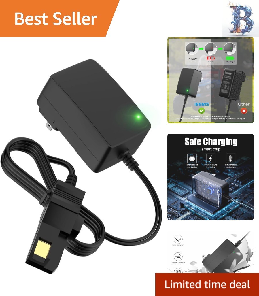 Durable 12V Power Wheels Charger for Gray & Orange Top Batteries – 6.5 FT Cord