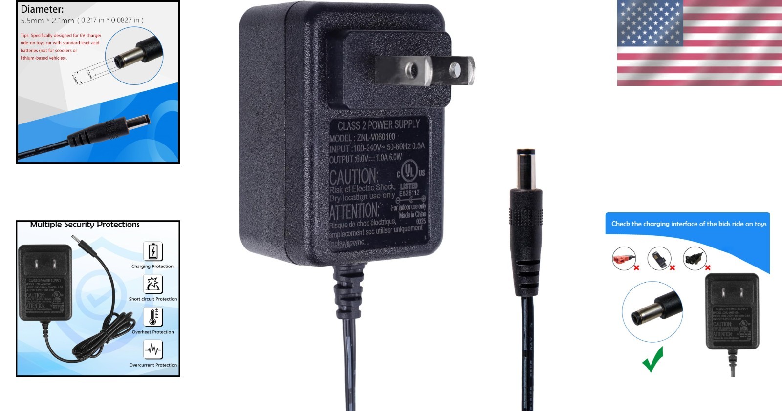 6V Ride on Car Charger – Kidzone, Flybar, Best Choice Cars