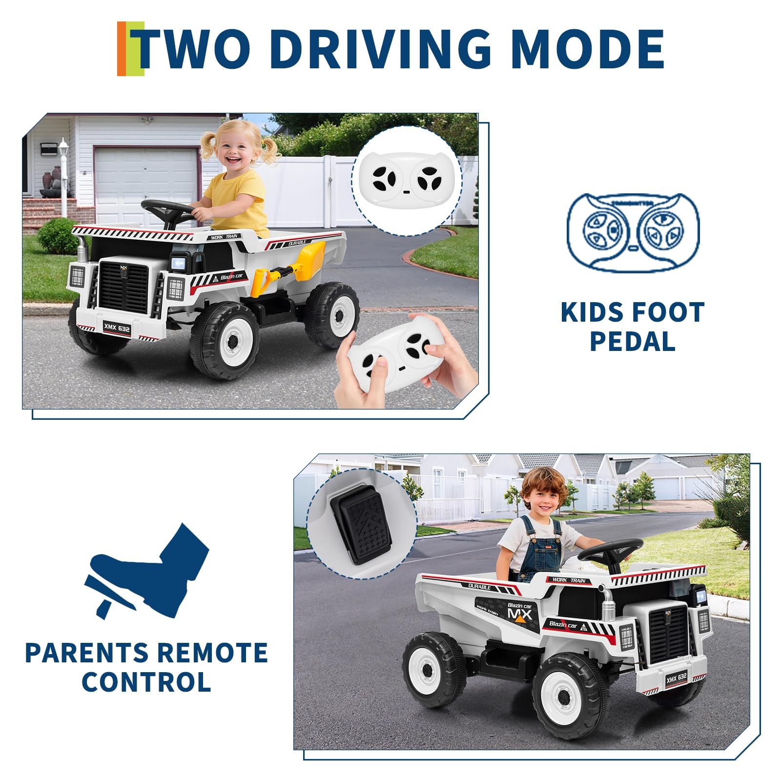 Garvee 12V Ride On Dump Truck for Kids, Ride On Car with Remote Control