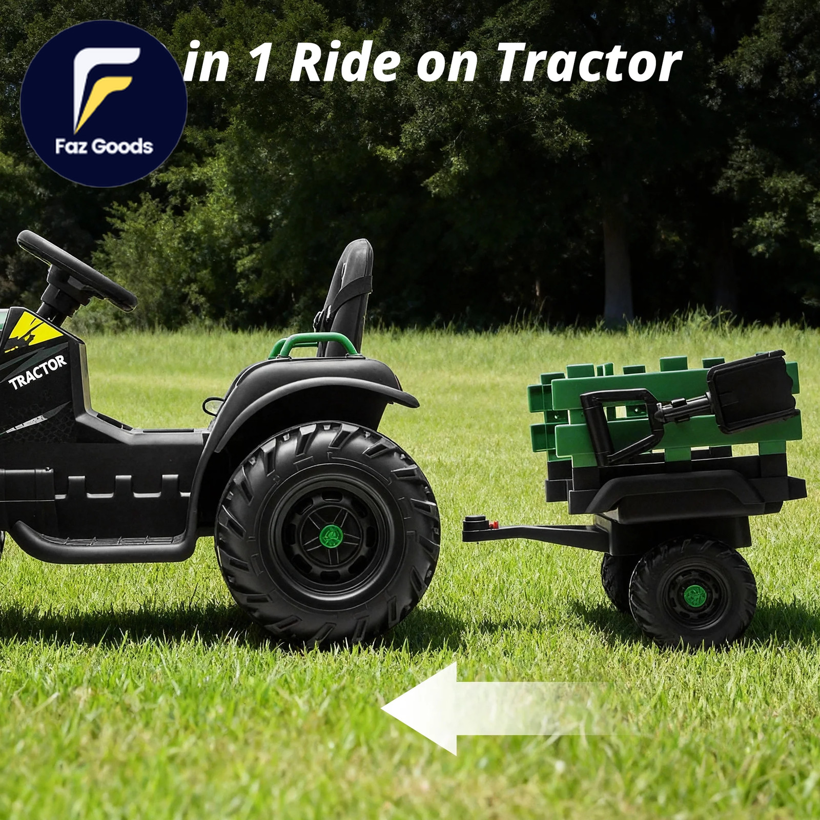 24 Volt Ride on Toys Kids Electric Ride on Tractor with Trailer Green NEW