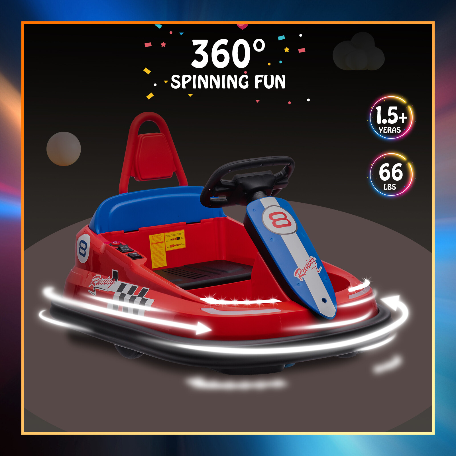6V Kids Electric Ride On Toys Bumper Car for Toddlers 3-8 Years 360 Degree Spin