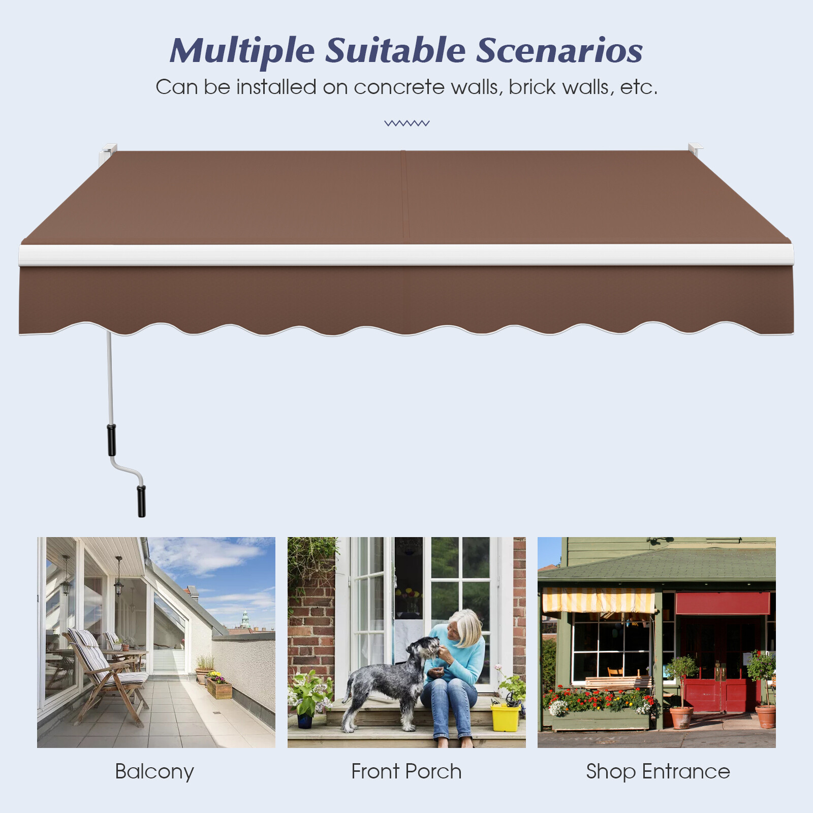 Topbuy 8’×6.6′ Retractable Awning W/ Aluminum Frame Sun/Water Protection W/ PA