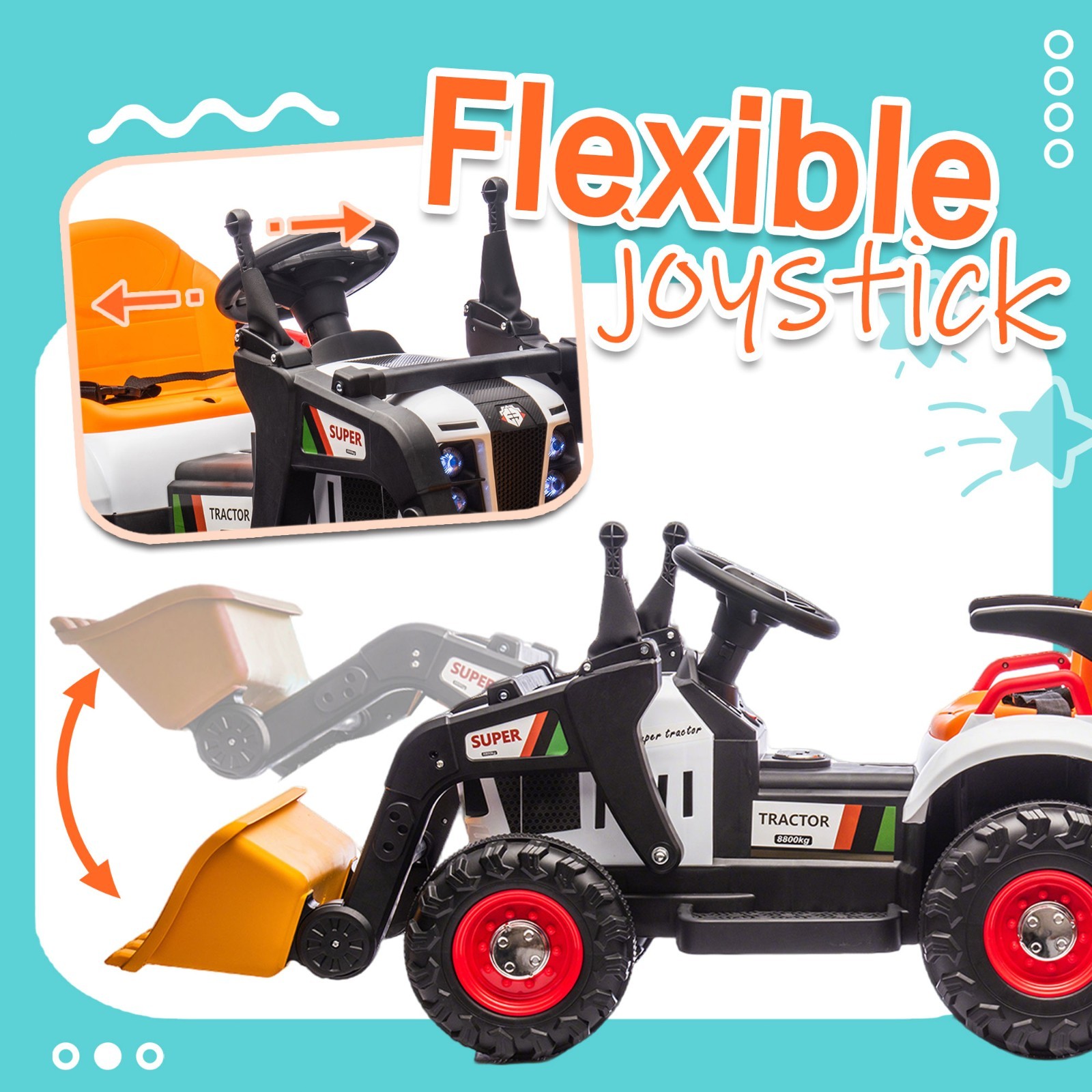 24V Kids Ride On Tractor Electric Car w/Remote,LED Tail-light,3 Speed Toy,Orange