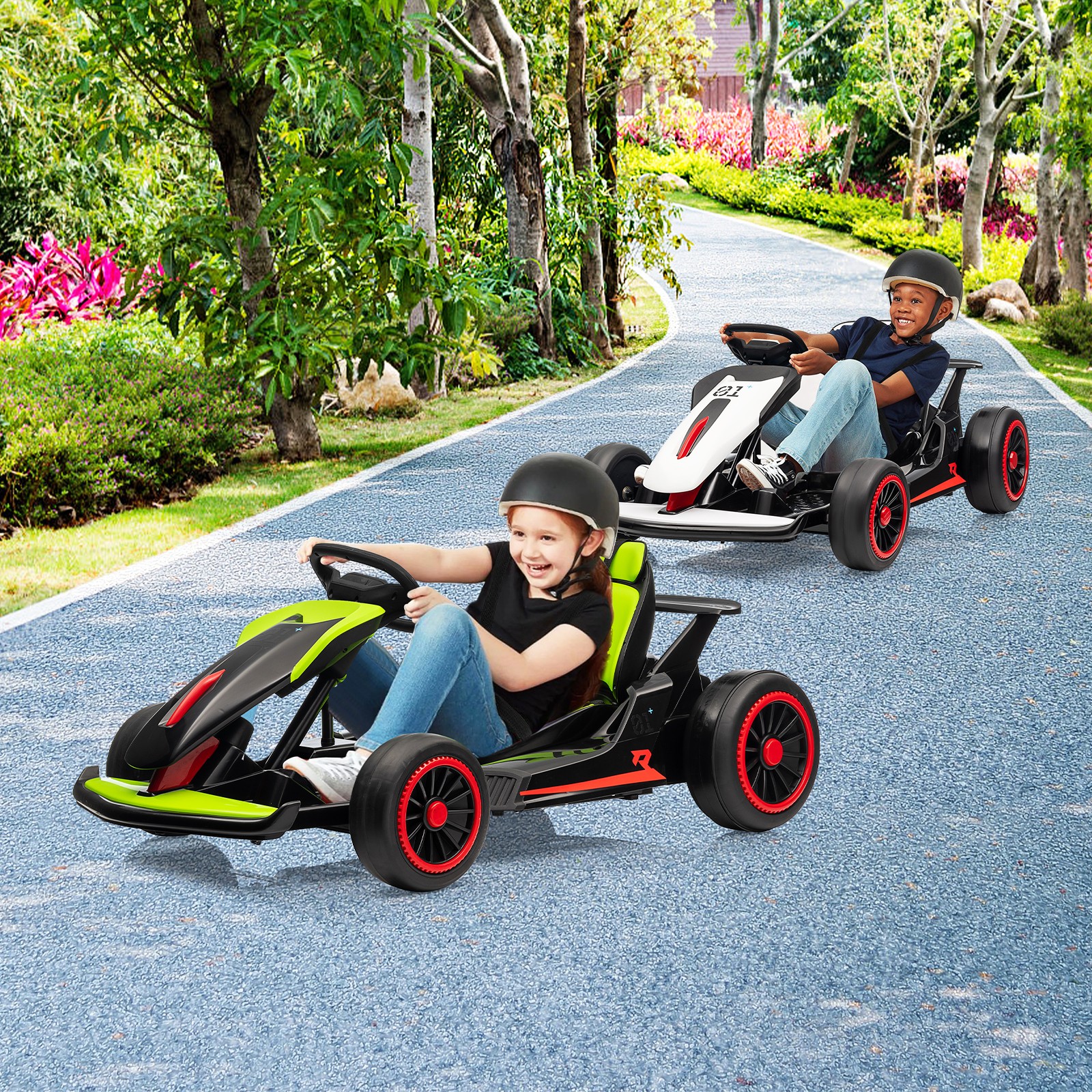 24V 7Ah Ride On Go Kart Electric Drift Kart Race Car Kids Ride On Racing Toy US