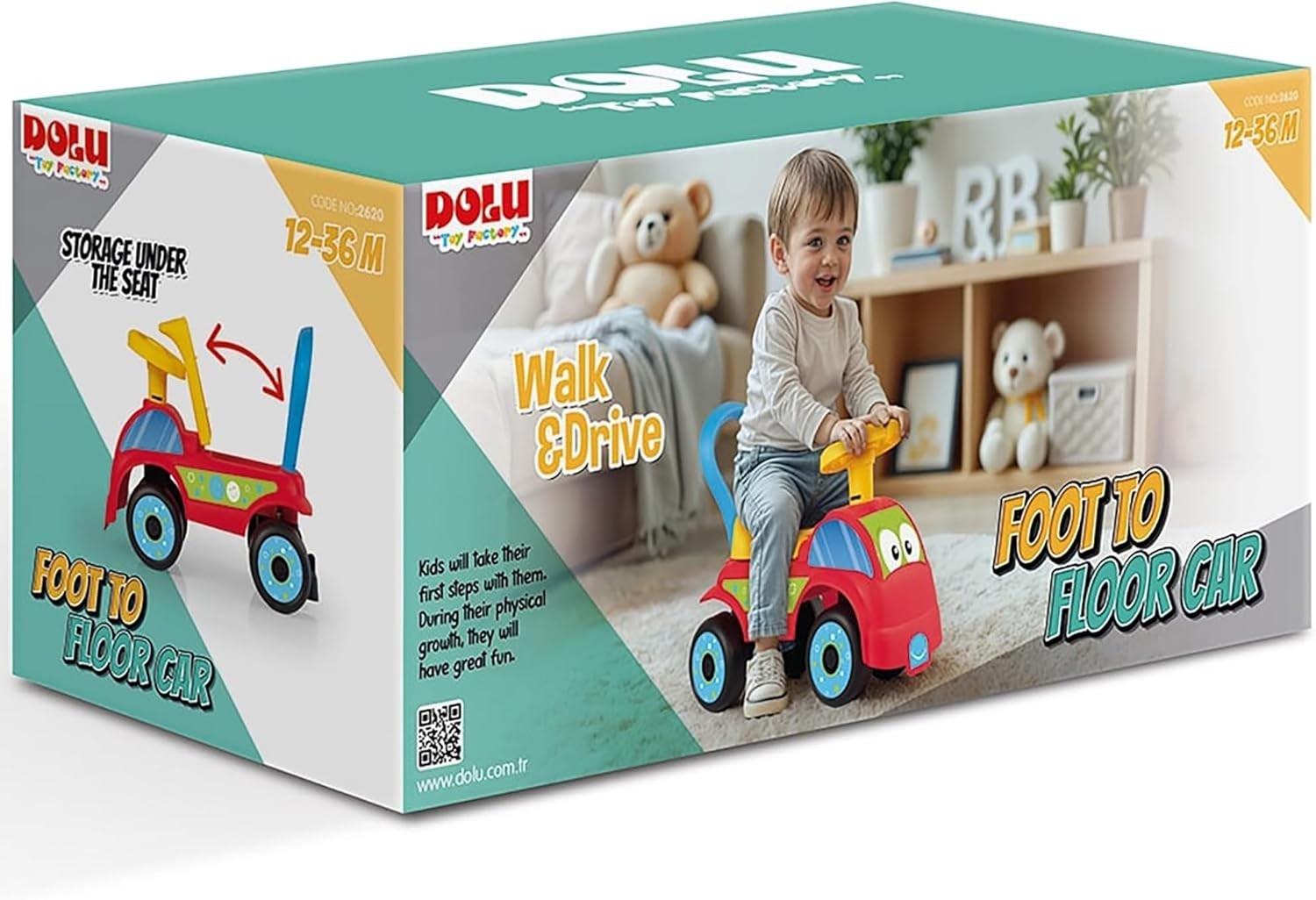 Compact Red & Blue Push-Pull Foot-to-Floor Car – Perfect for Indoor-Outdoor Play