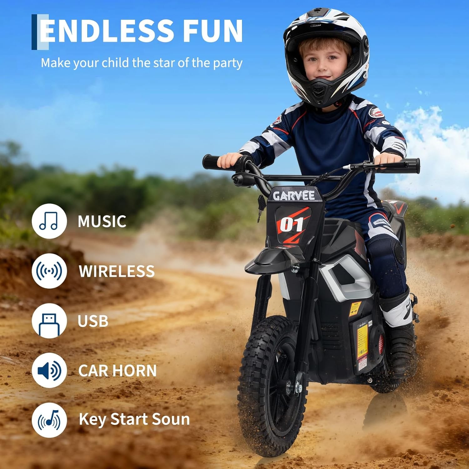 24V Kids Electric Motorcycle Aprilia Licensed&Dirt Bike Speed 6-12mph for Age 3+