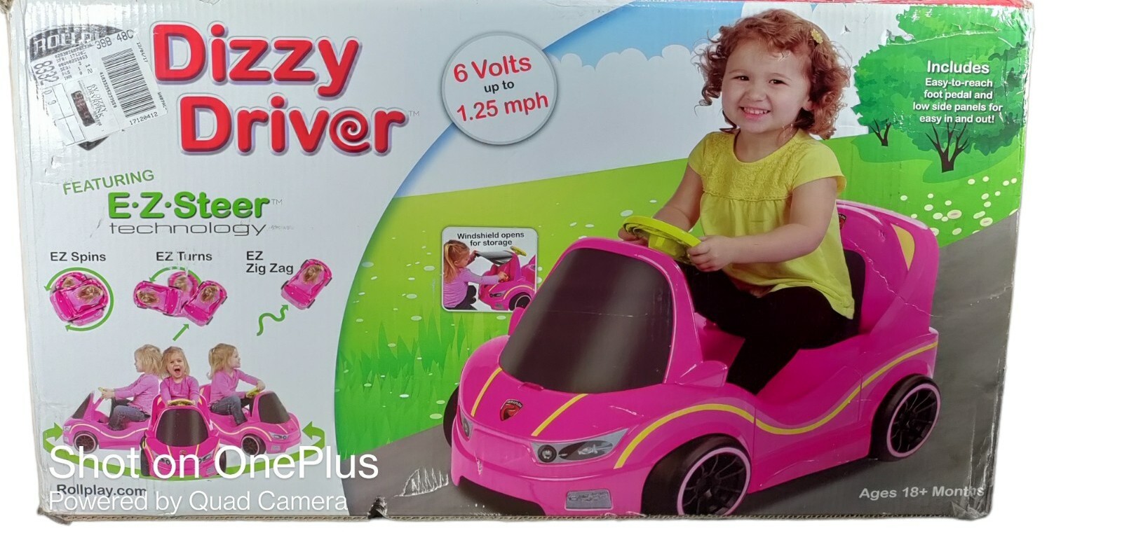 Rollplay Dizzy Driver 6-Volt Battery Operated Ride-On Power Wheel Car Pink Age 1
