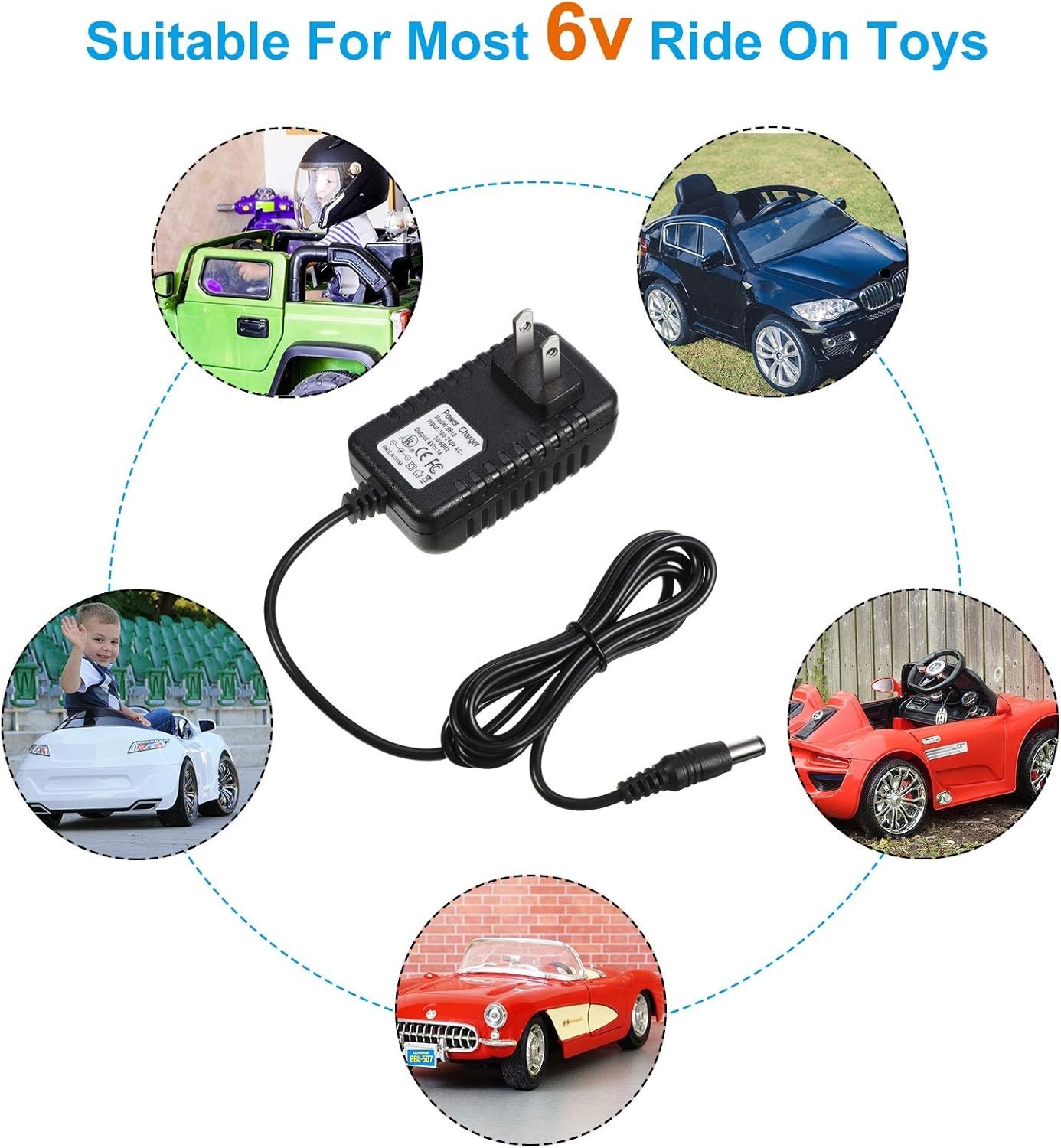 6V Kids Ride-On Car Charger with Indicator & Safety Protections