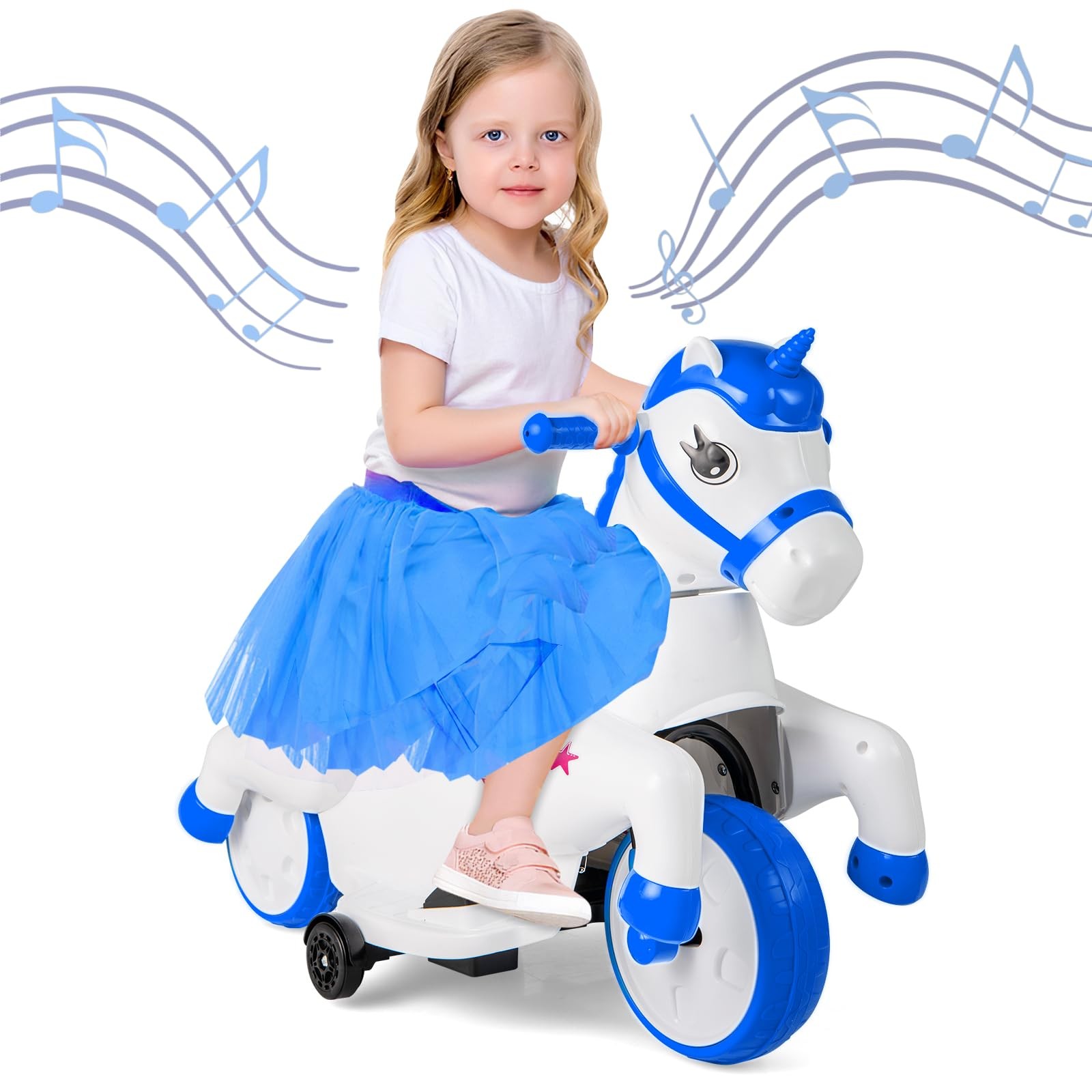 OLAKIDS 2 in 1 Ride on Motorcycle and Horse, Unicorn 6V Battery Powered Ride …